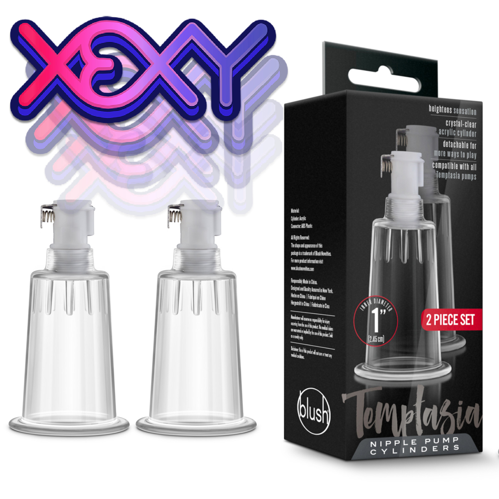Nipple & Clit Pumping Cylinders 2 Pack (1″) XEXY ADULT SEX TOYS.’