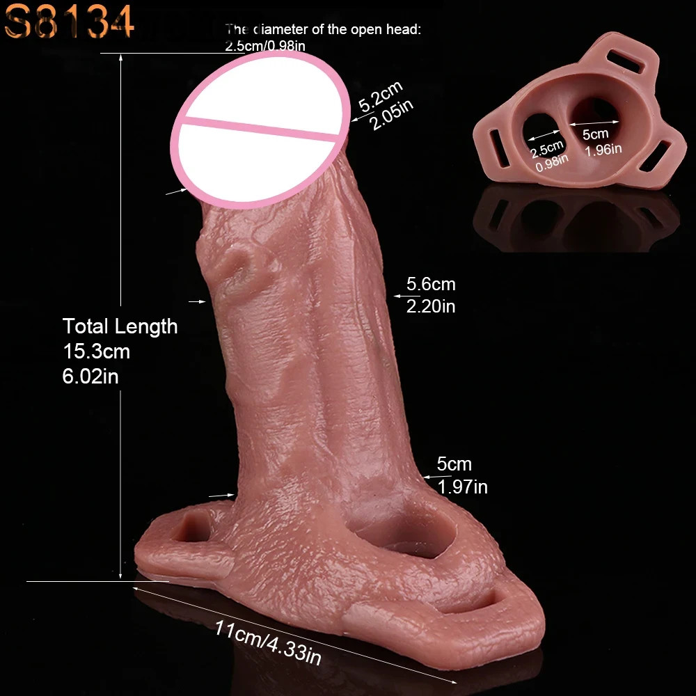 Silicone Penis Enlarge Sleeve Adult Sex Toys Cock Ring Realistic Hollow Dildo