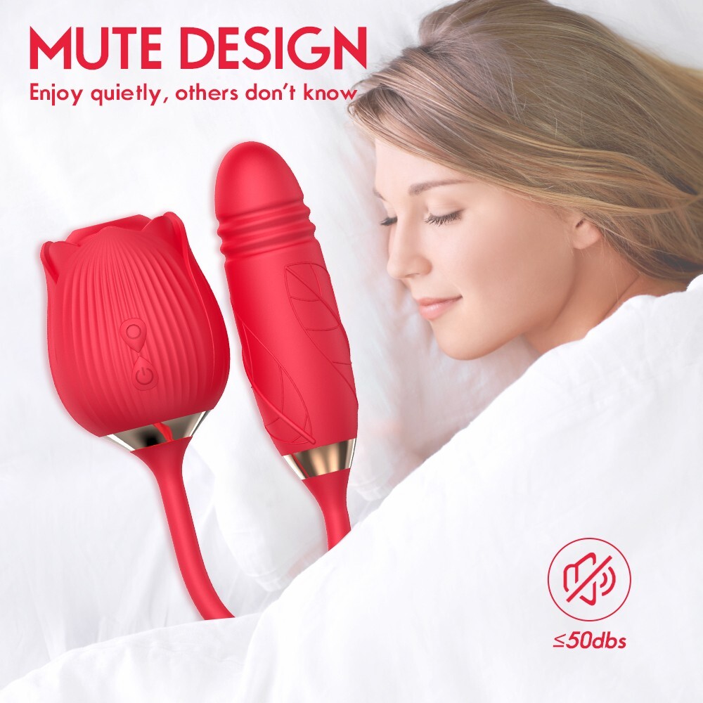 Oral Sucking Rose Vibrator Clit G-spot Telescopic Dildo Bullet Sex Toy for Women