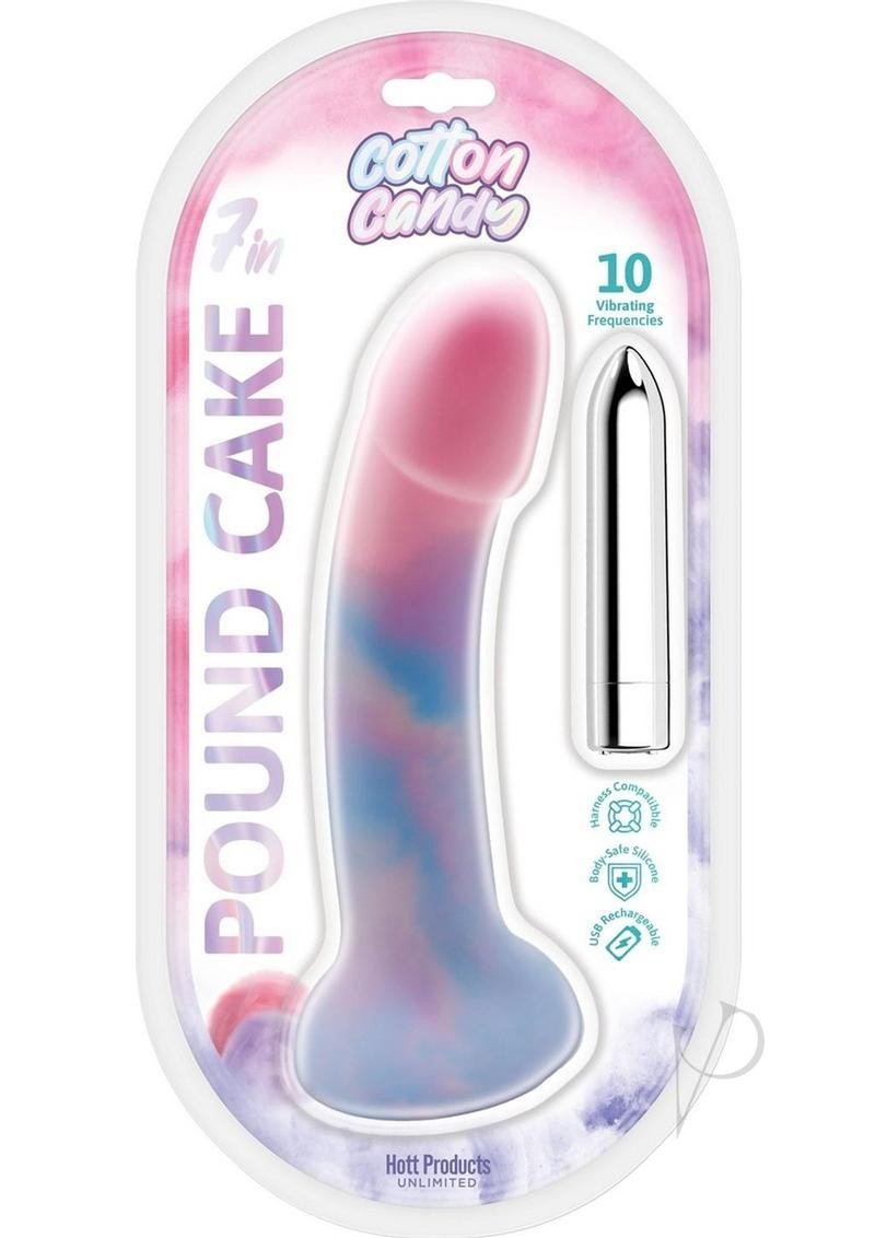 Cotton Candy Pound Cake Rechargeable Silicone Dong – Fuschia/Aqua