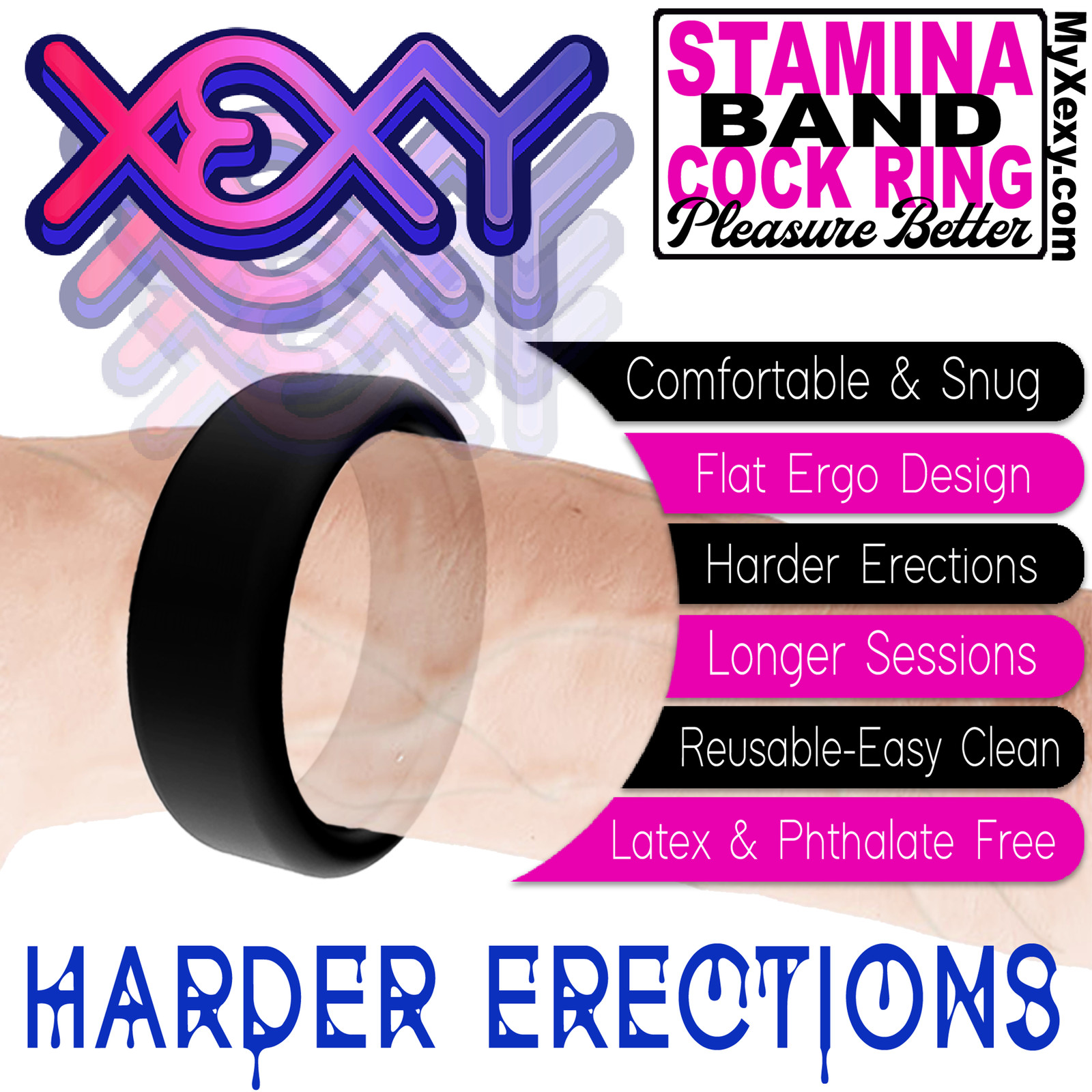 Large Flat Stamina Cock Ring Penis Ring Enlarger ED Xexy Adult Sex Toys