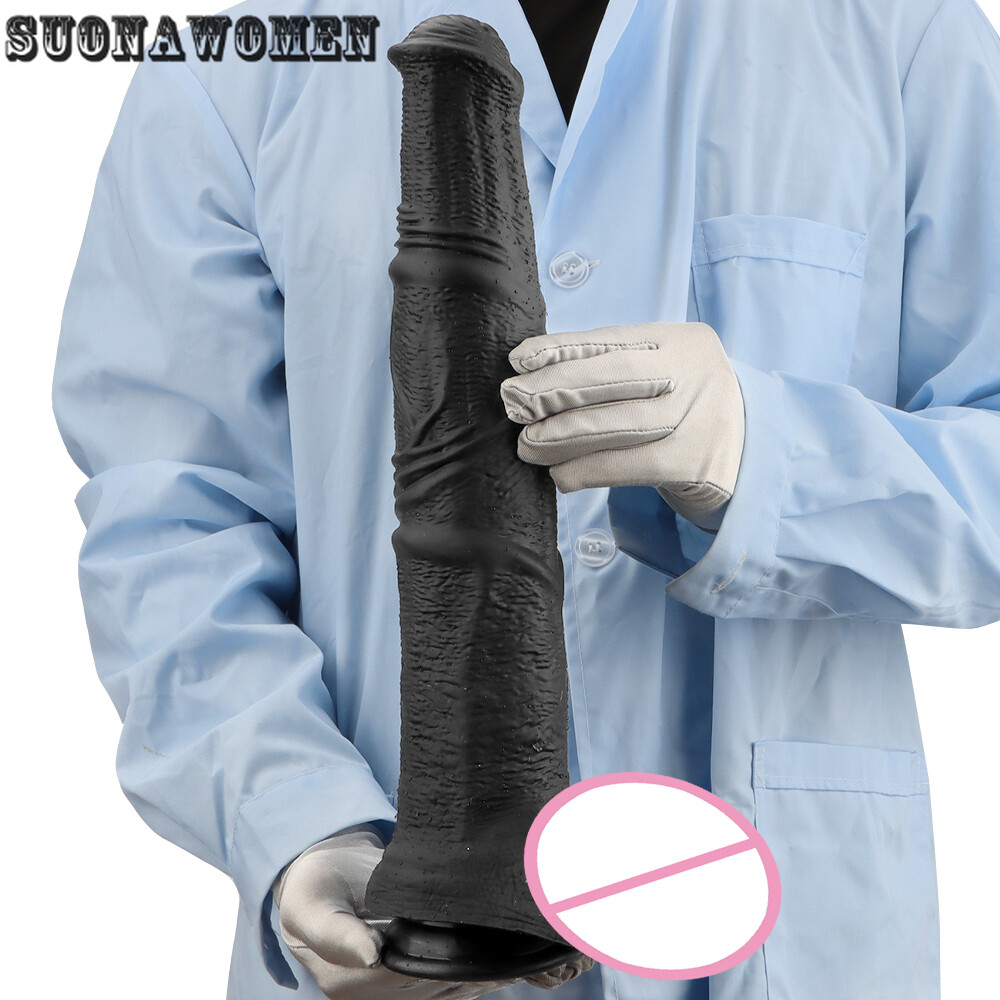 Gold /Black Dildo Long Penis Thrust Vaginal Anal Plug Masturbators Dildo Sex Toy