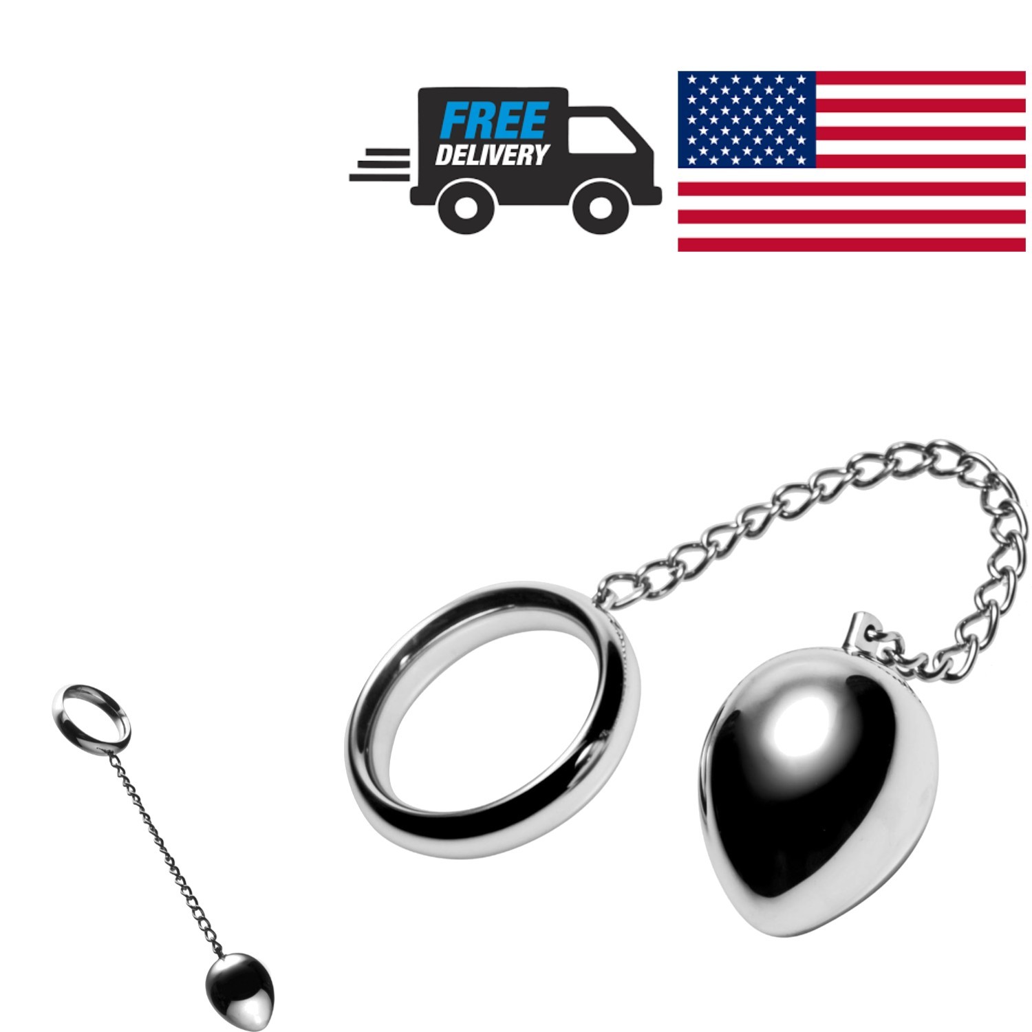 Heavy Duty Stainless Steel Anal Plug with Cock Ring for Dual Stimulation