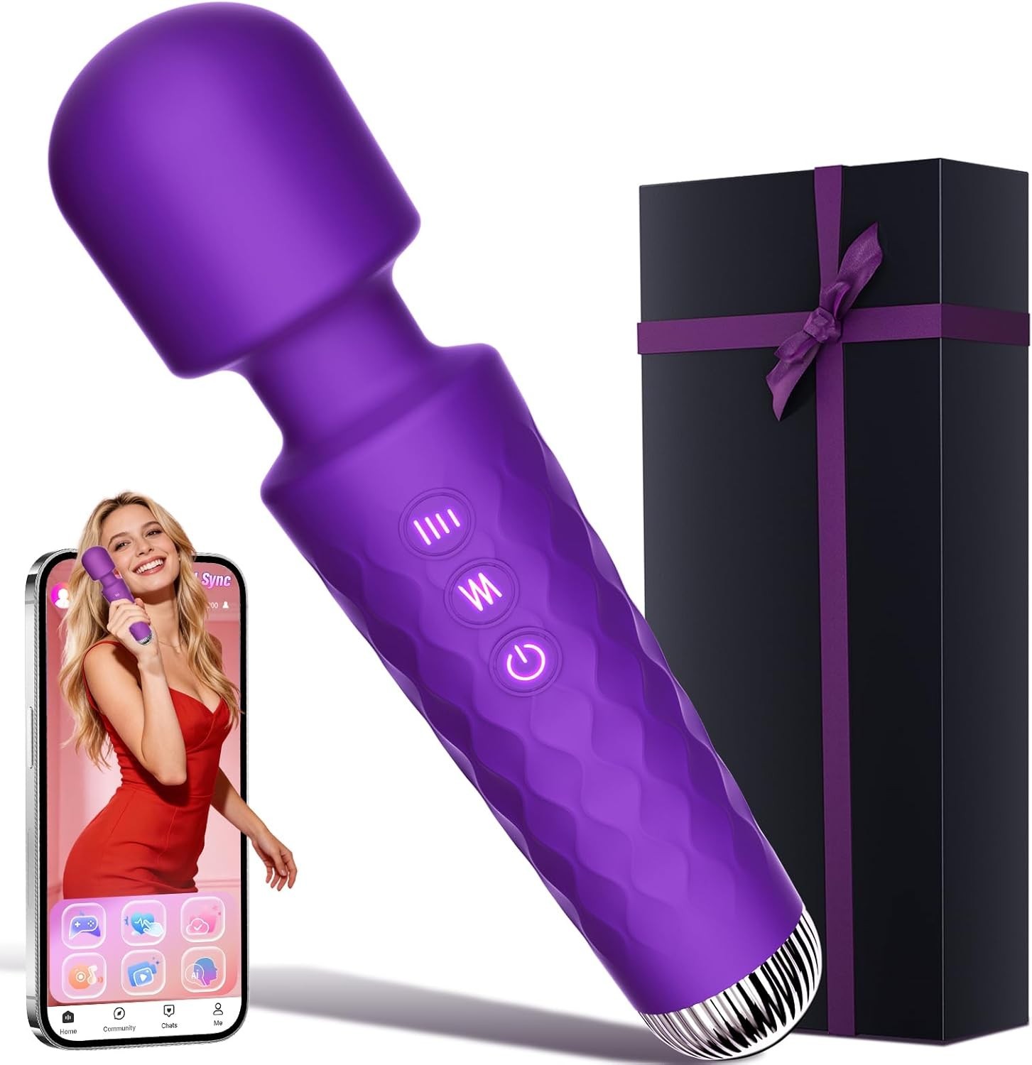 Wand Vibrator Sex Toy for Women, Silent Rechargeable Waterproof Wand Massager,10