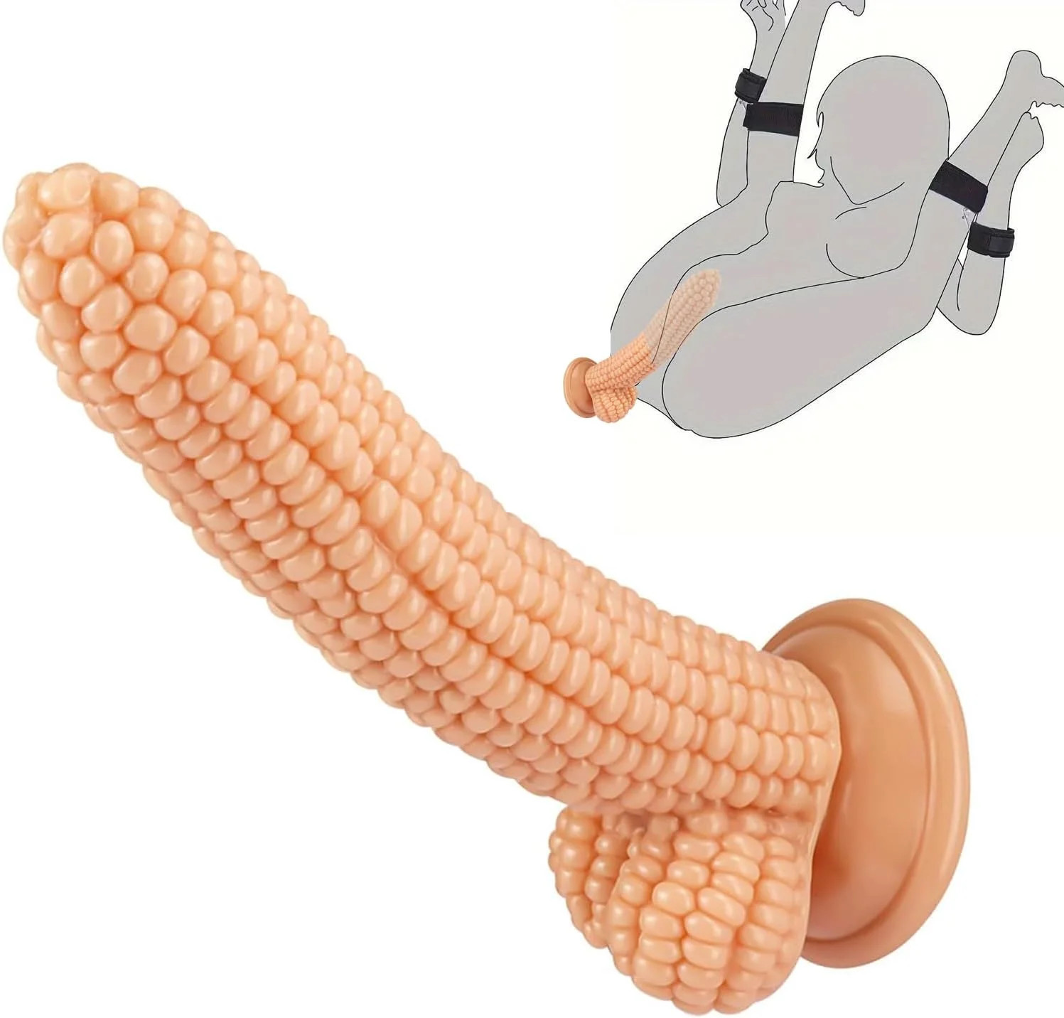 8.1 Inch Corn Style Suction Cup Dildo Waterproof Flexible Adult Toy