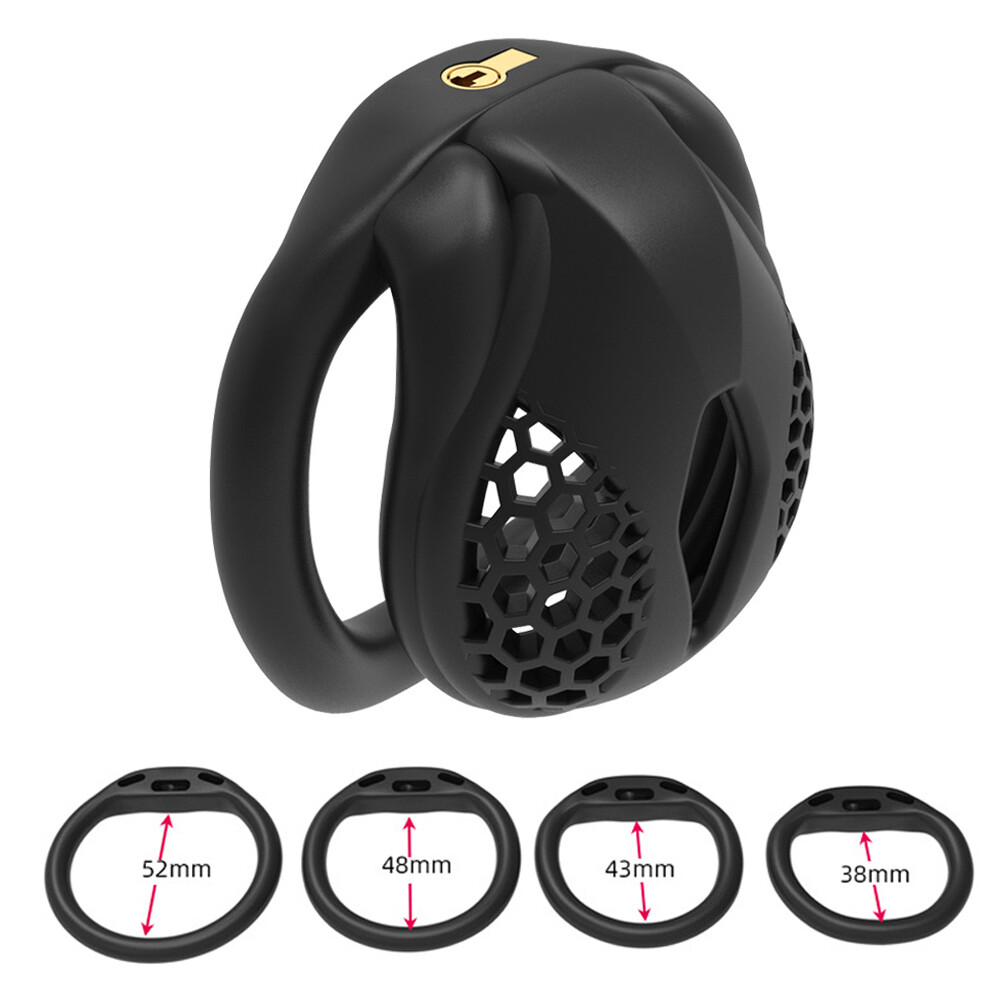 NEW Beehive Pro Breathable Cage Male Chastity Device 2 Type Rings Man Mini Lock