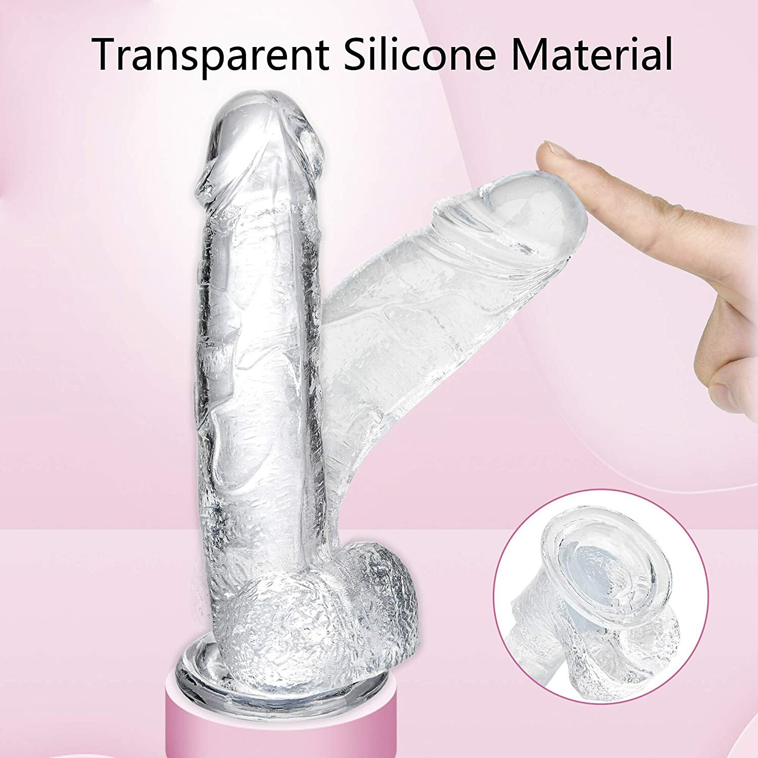 Waterproof Dildo Dong Realistic Sex Toys Flexible Jelly With Suction Cup 8 Inch