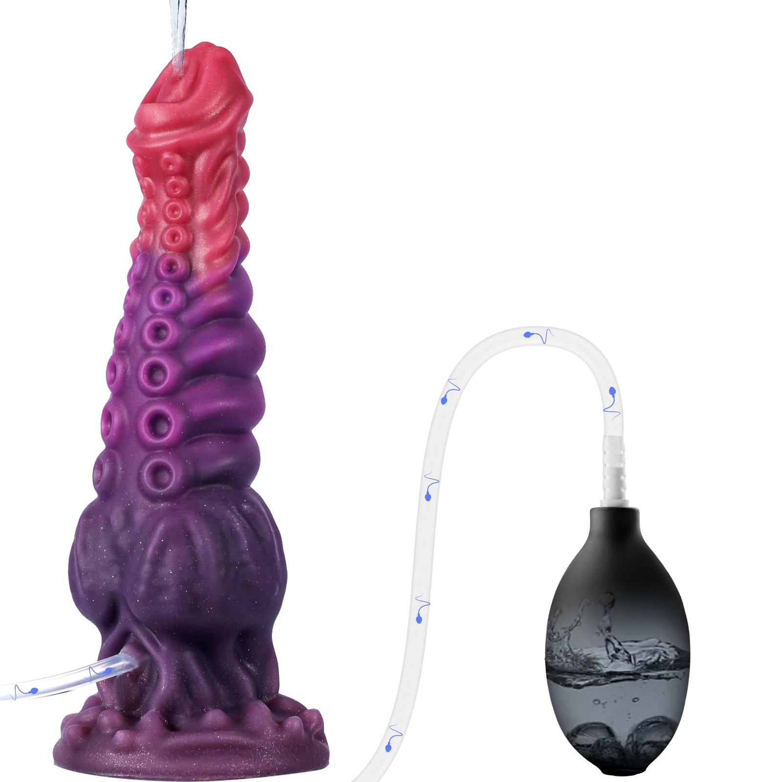 8.2″ Squirting Dildo with Strong Suction Cup, Fantasy Monster Knot Purple