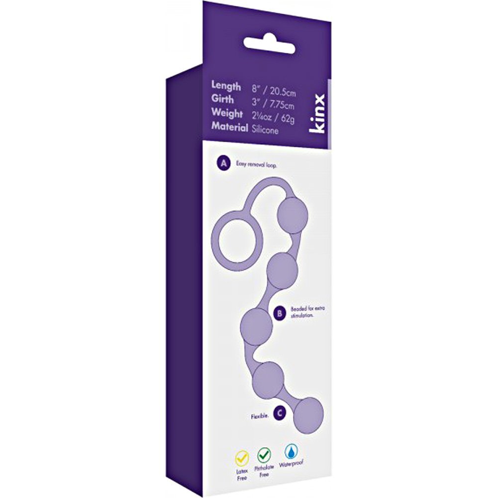 Kinx Onyx Silicone Anal Beads butt plug with Safe Retrieval Ring Sex Toy Black