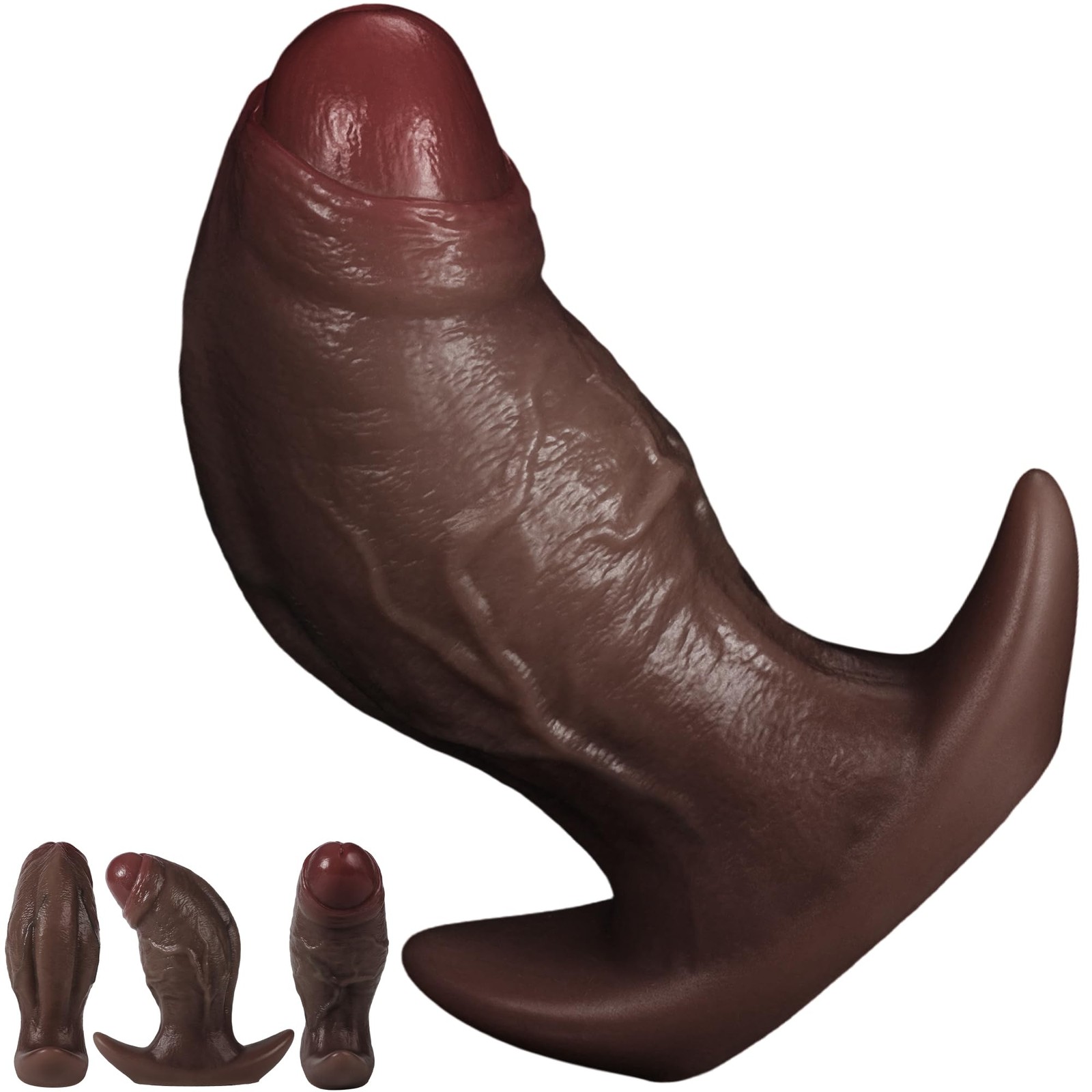 6” Realistic Dildo Knot Anal Plug, Large Silicone Thick Knotted L, Brown