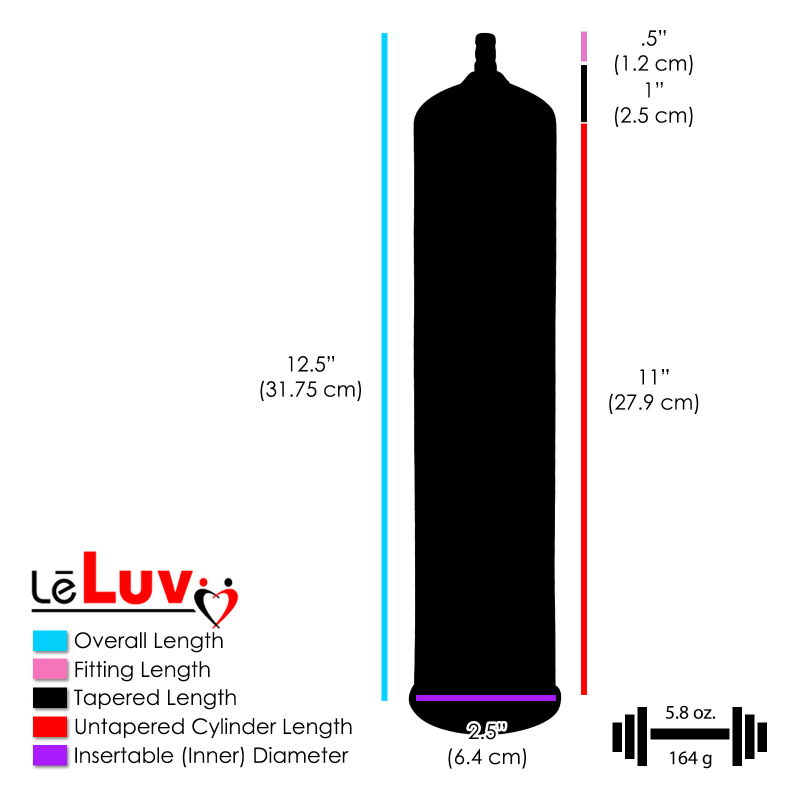 LeLuv Penis Pump 12 Inch Large EasyOp Zgrip Black Seal & 4 Jelly Clitoral Rings