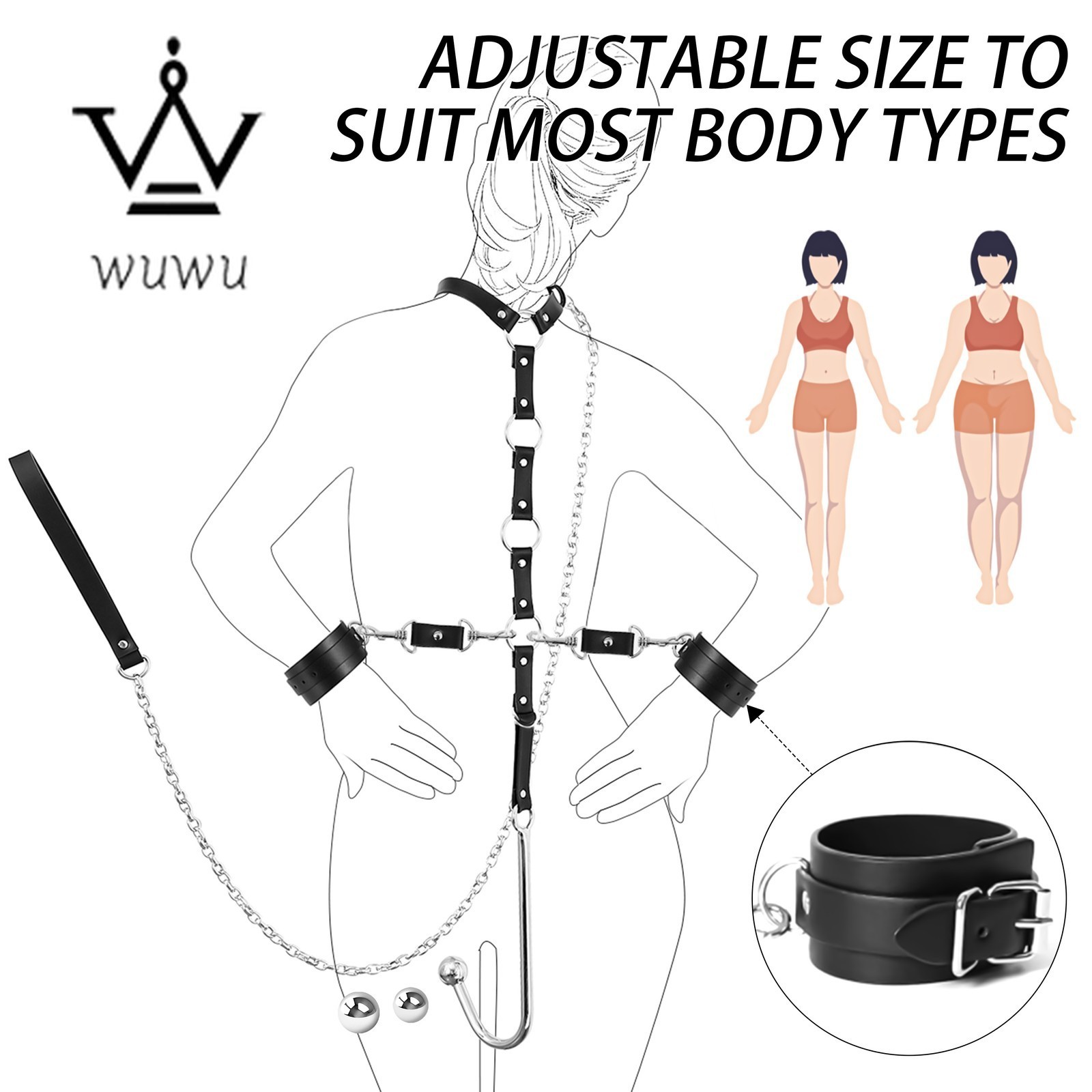 3Pcs Set Bondage Anal Hook BDSM Restraints Kit Sex Toy Sexual Bondage Couple