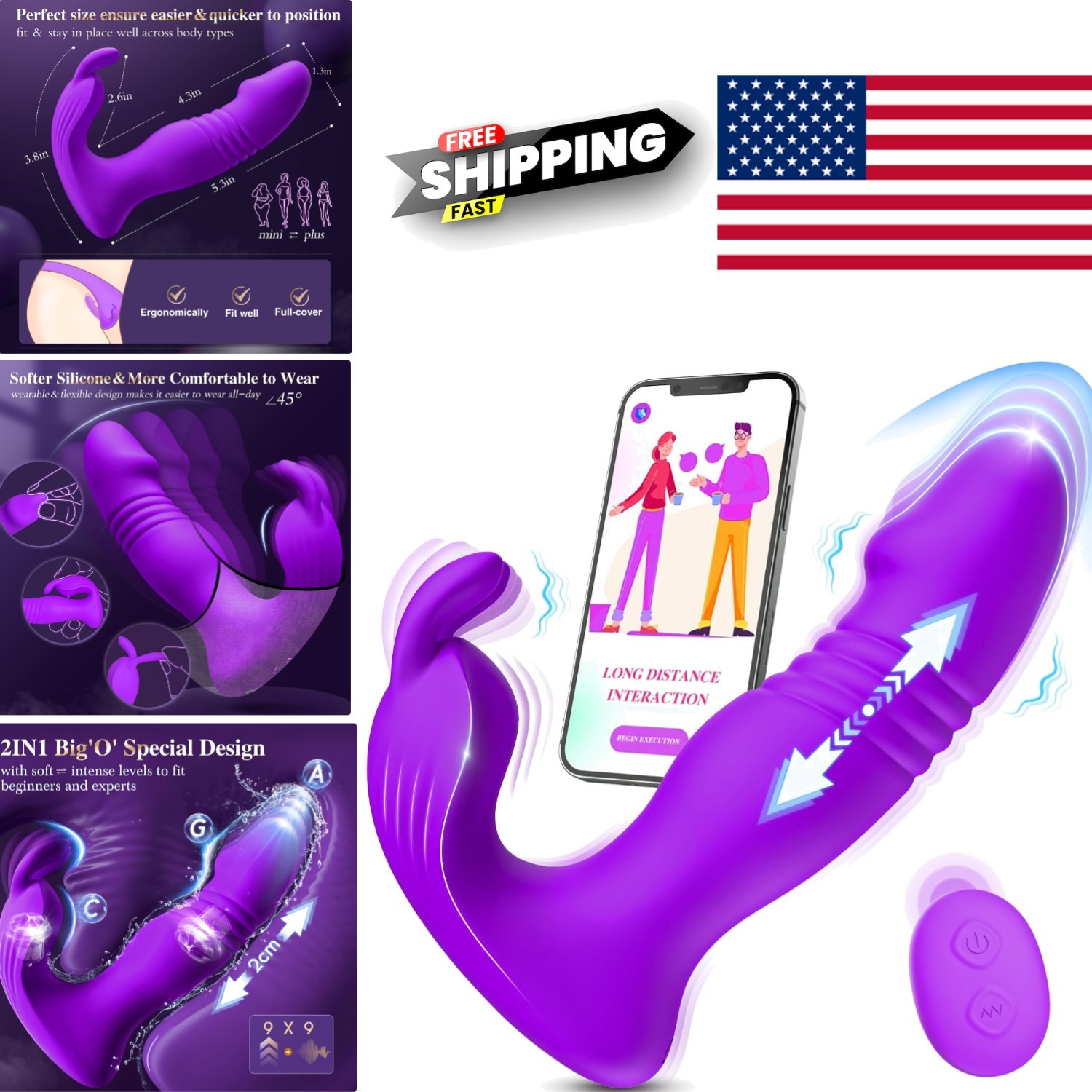 Versatile Wearable Sex Toy with Dual Control and Discreet Packaging for Couples