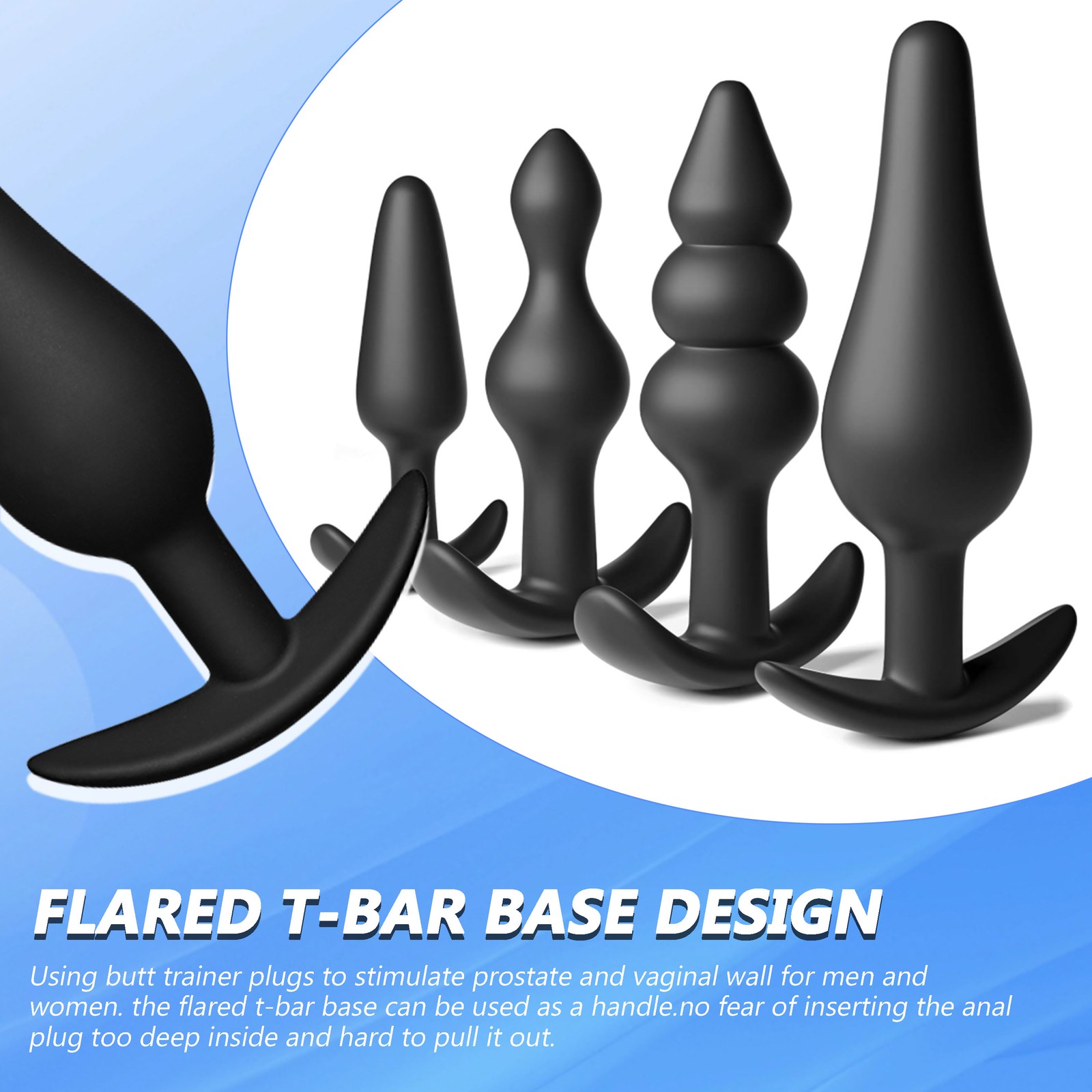 4pcs Wearable Silicone Kit Anal Butt Plug Set Dildo Training Prostate Sex Toys