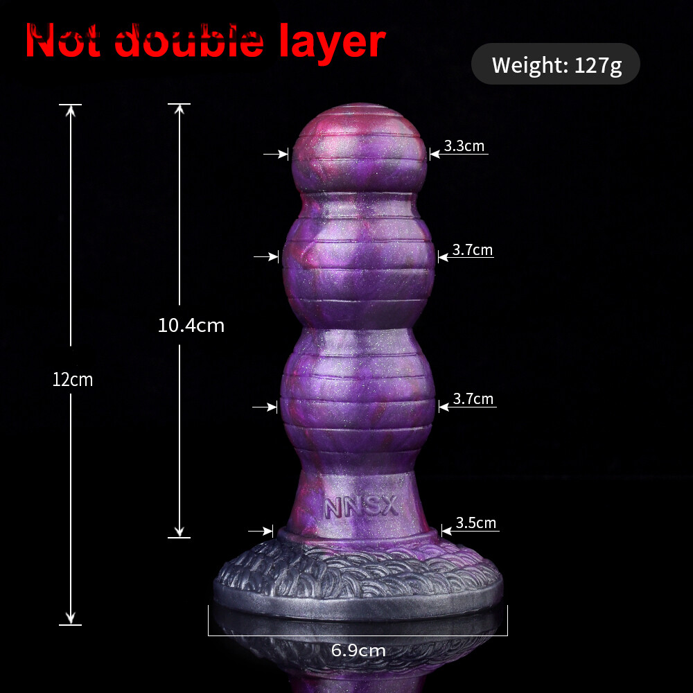 Double Layer Silicone Dildo with Hands-Free Suction Cup Realistic Dual Anal Plug