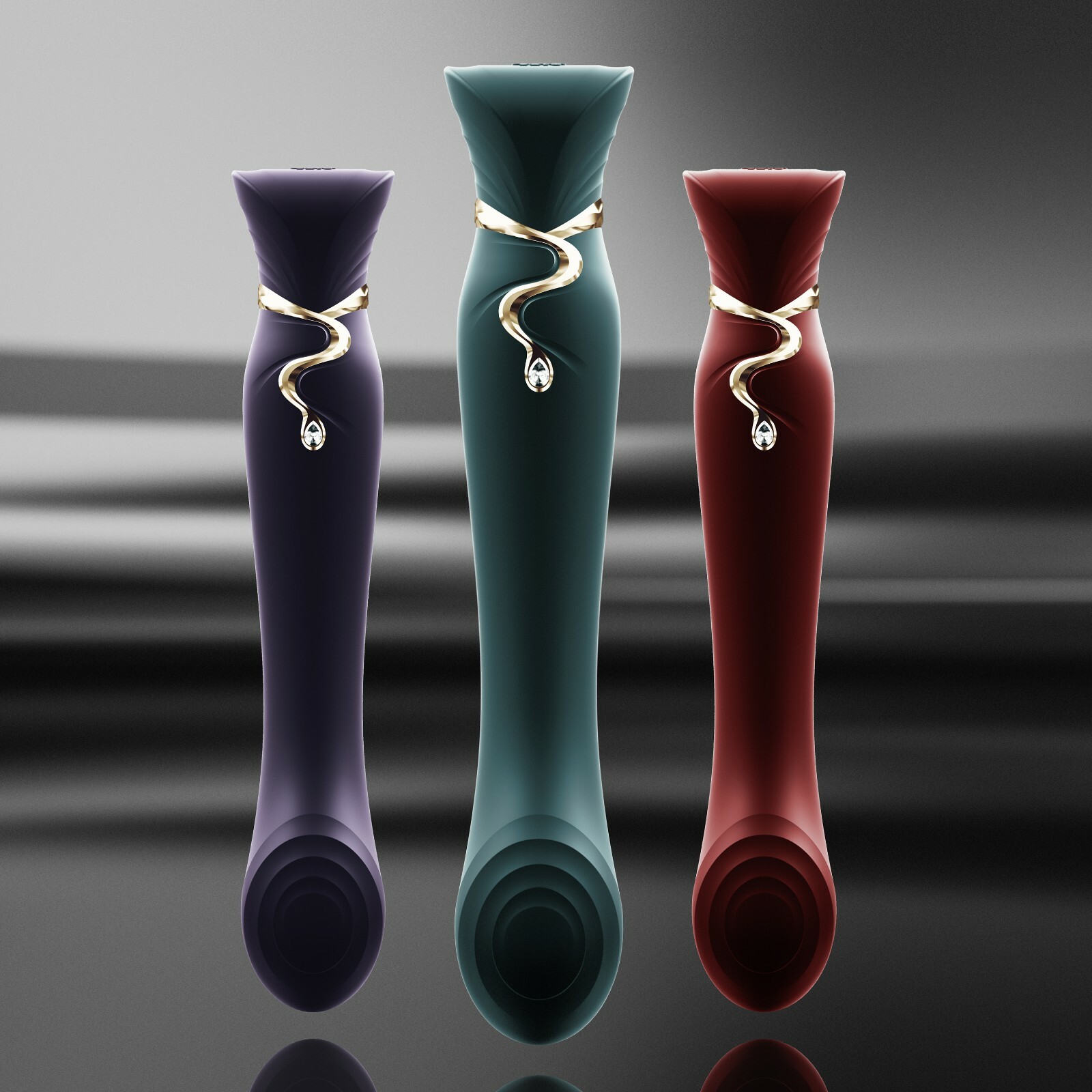 Zalo – Queen Set G-Spot APP Pulsewave Vibrator Wine Red – Jewel Green – Purple