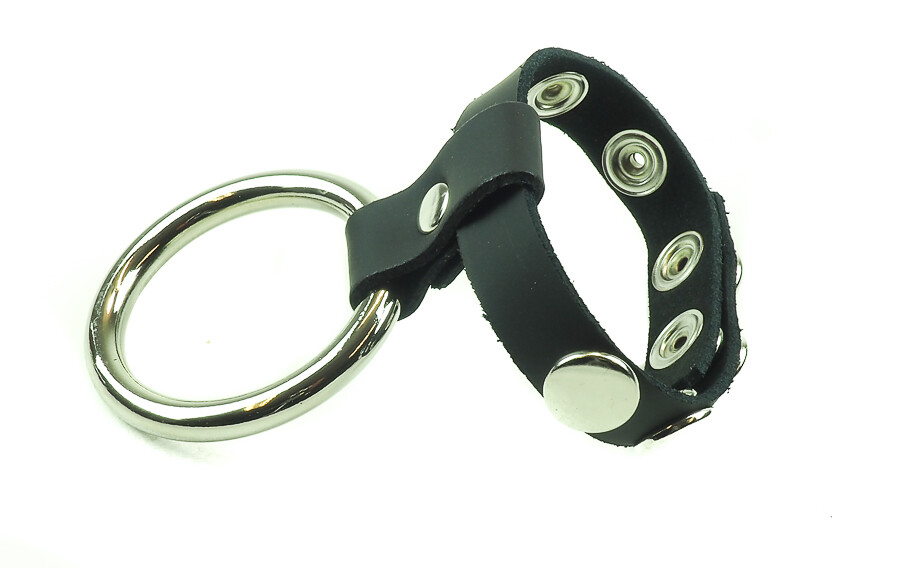 Penis Ring Leather 1 1/2″ Ring Snapped Premium Gear Fetish Message Balls