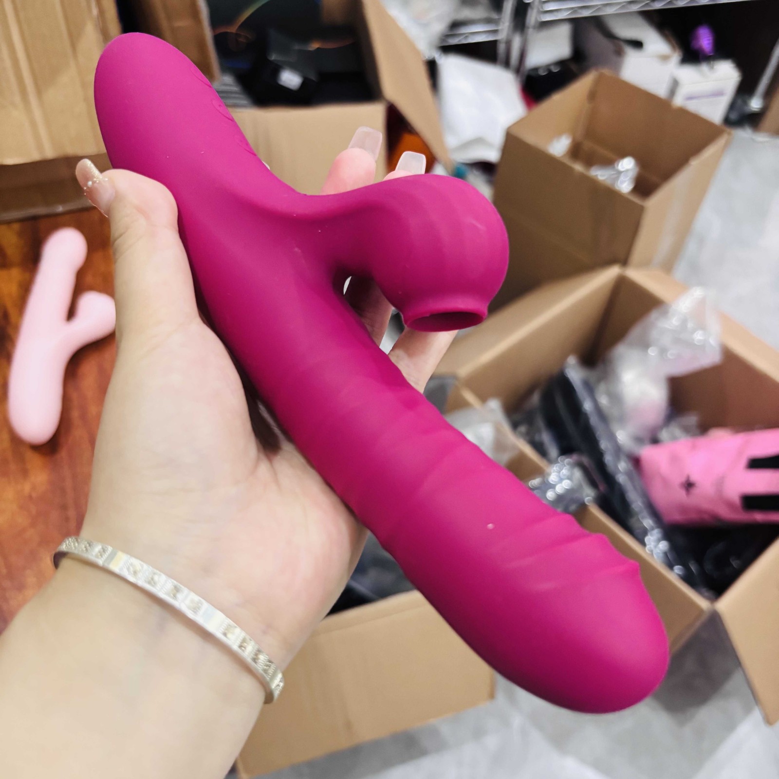 Thrusting Dildo Vibrator Sucker Clitoral G-Spot Stimulator Massager Wand Sex Toy