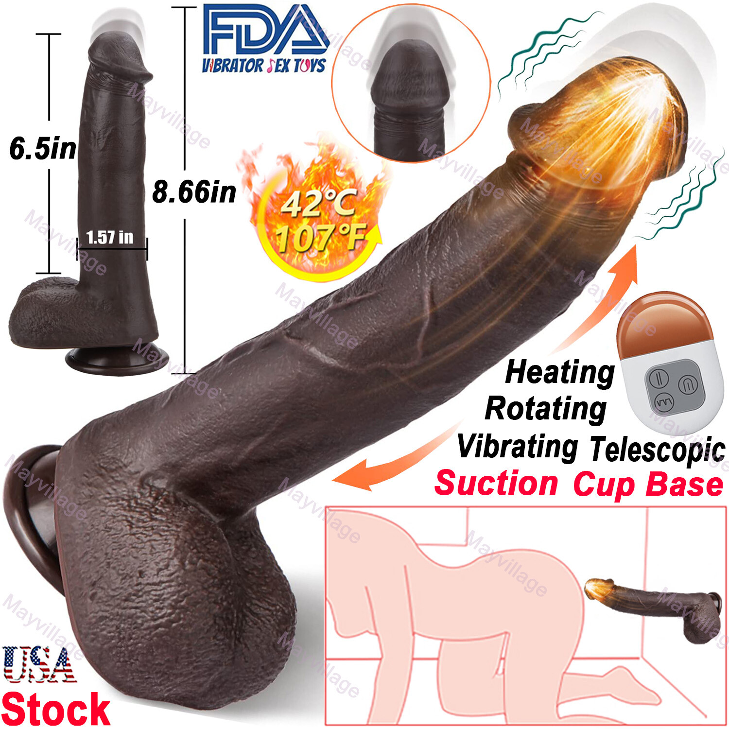 Telescopic Realistic Thrusting Dildo Vibrator Sex Toys for Women Remote Control
