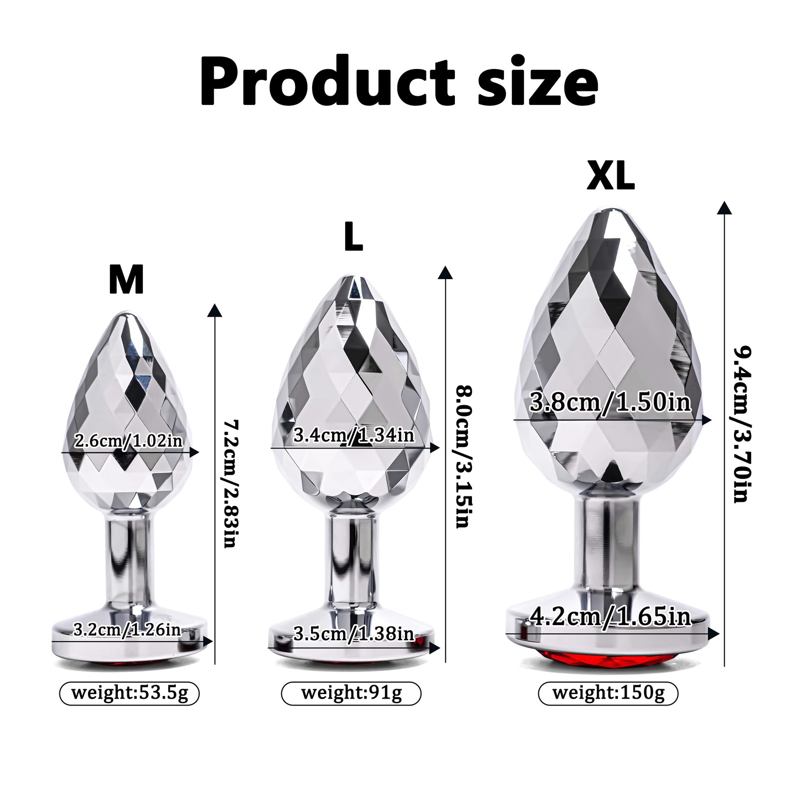 Metal Anal Butt Plug G-Spot Stimulator S/M/L Sex Toys for Men Women Couples USA