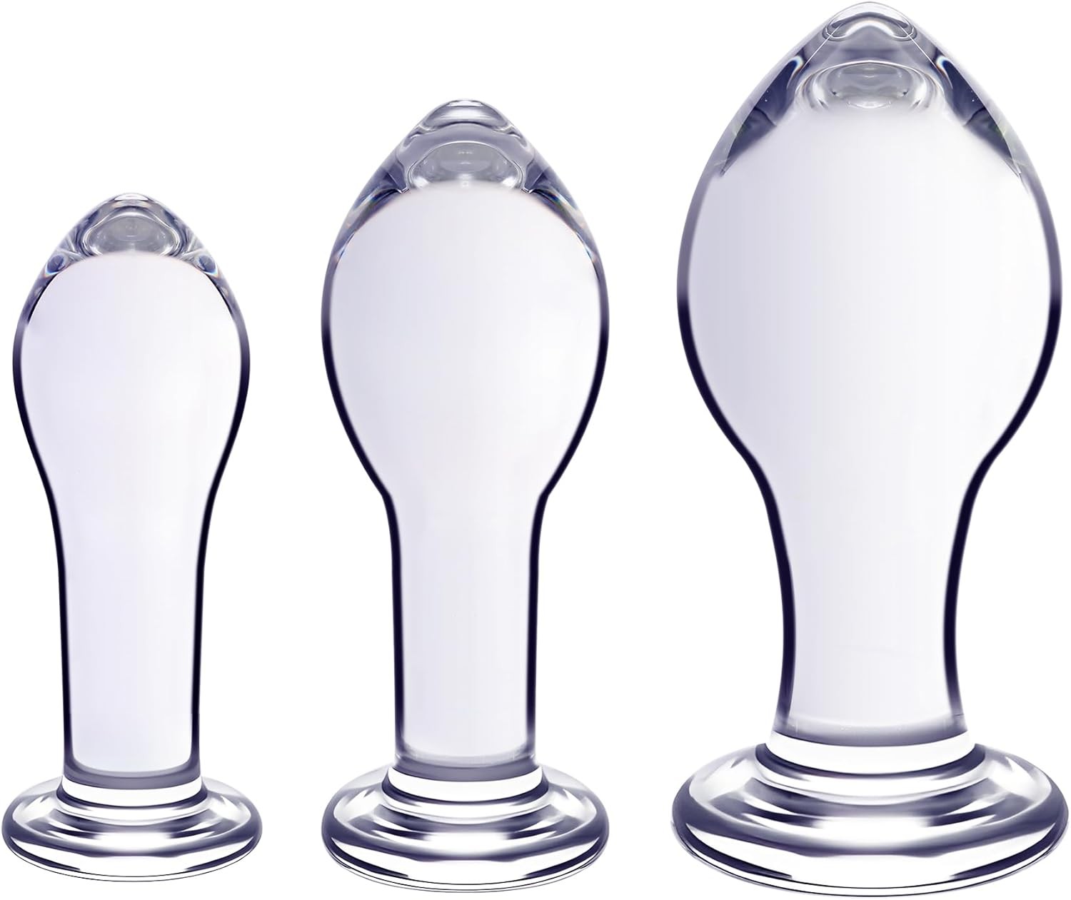 Glass Butt Plug Training Kit for Beginners, 3 Pcs Crystal Anal Plug Set Clear Bu