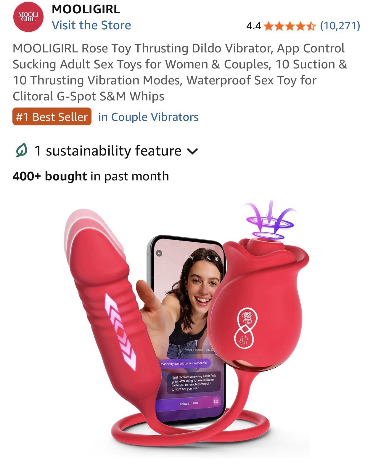 Vibrator Dildo Sex Toys for Women – MOOLIGIRL Rose Sex Toy with Thrusting G Spot