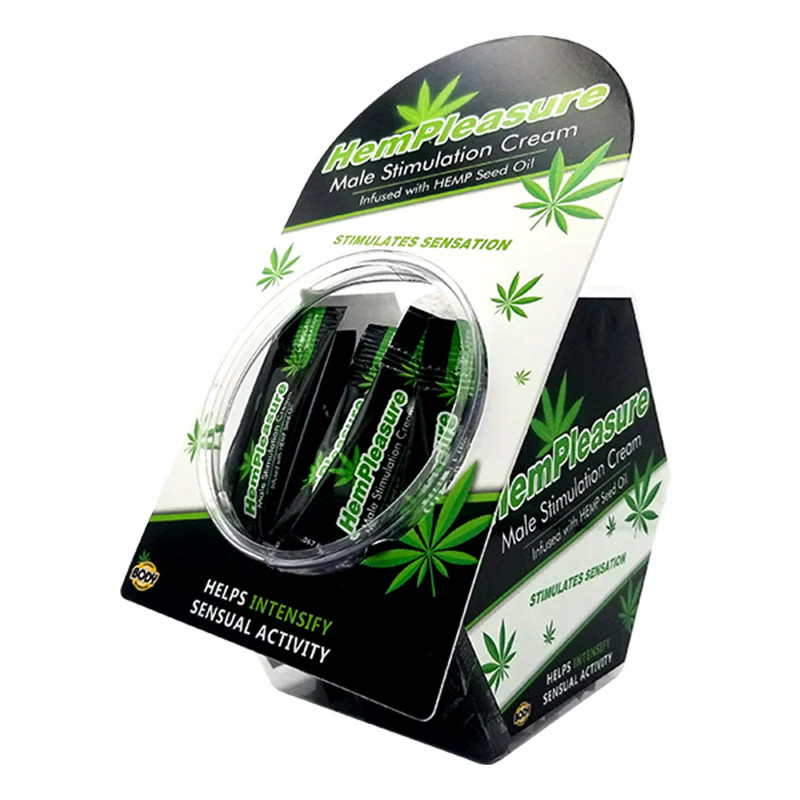 50 Count Arousal Cream for Men Hemp Seed Oil 0.11 fl oz Display