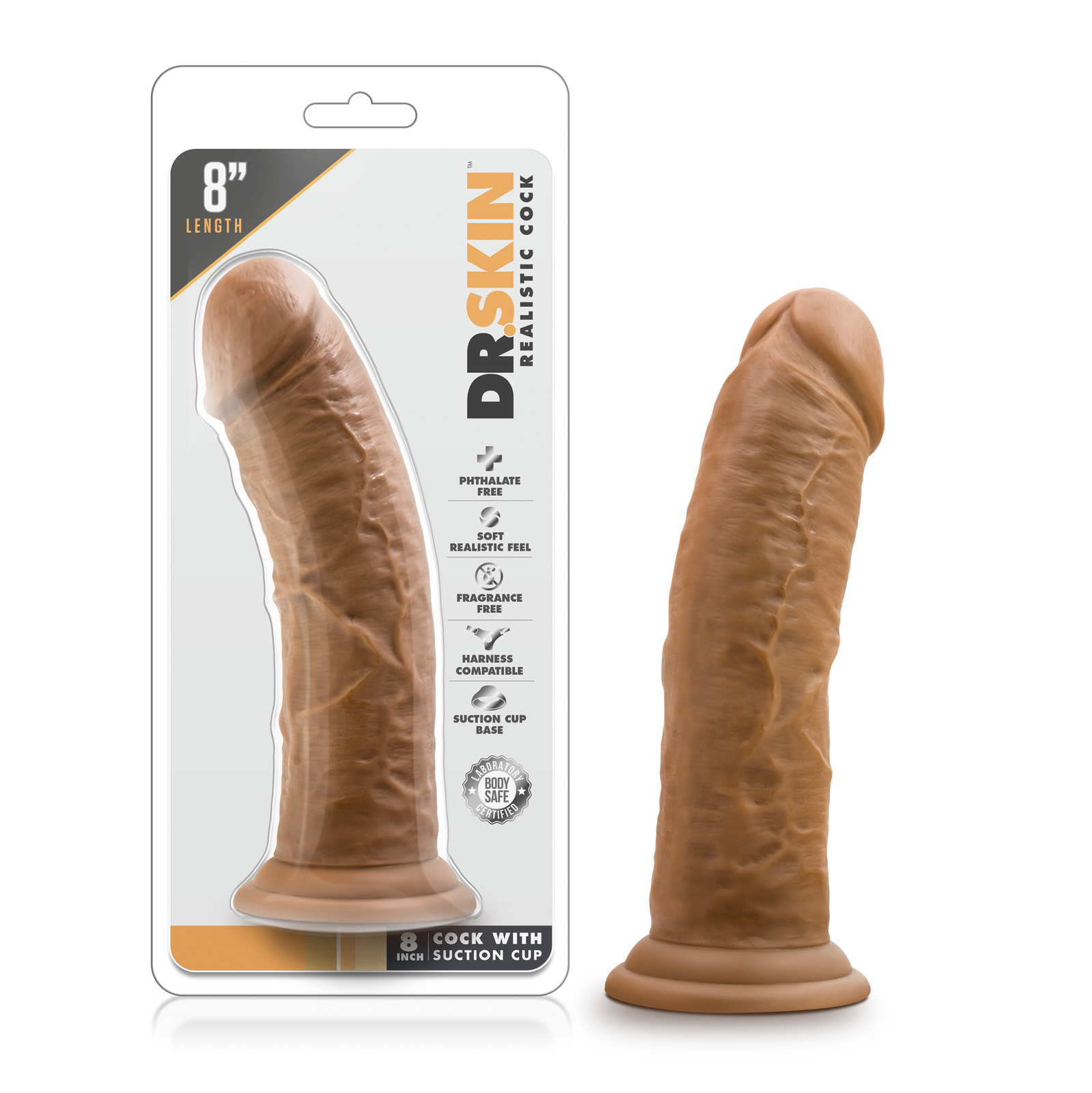Blush Dr Skin – 8” Non Porous Realistic Dildo- 2in. Extra Thick -Suction Cup