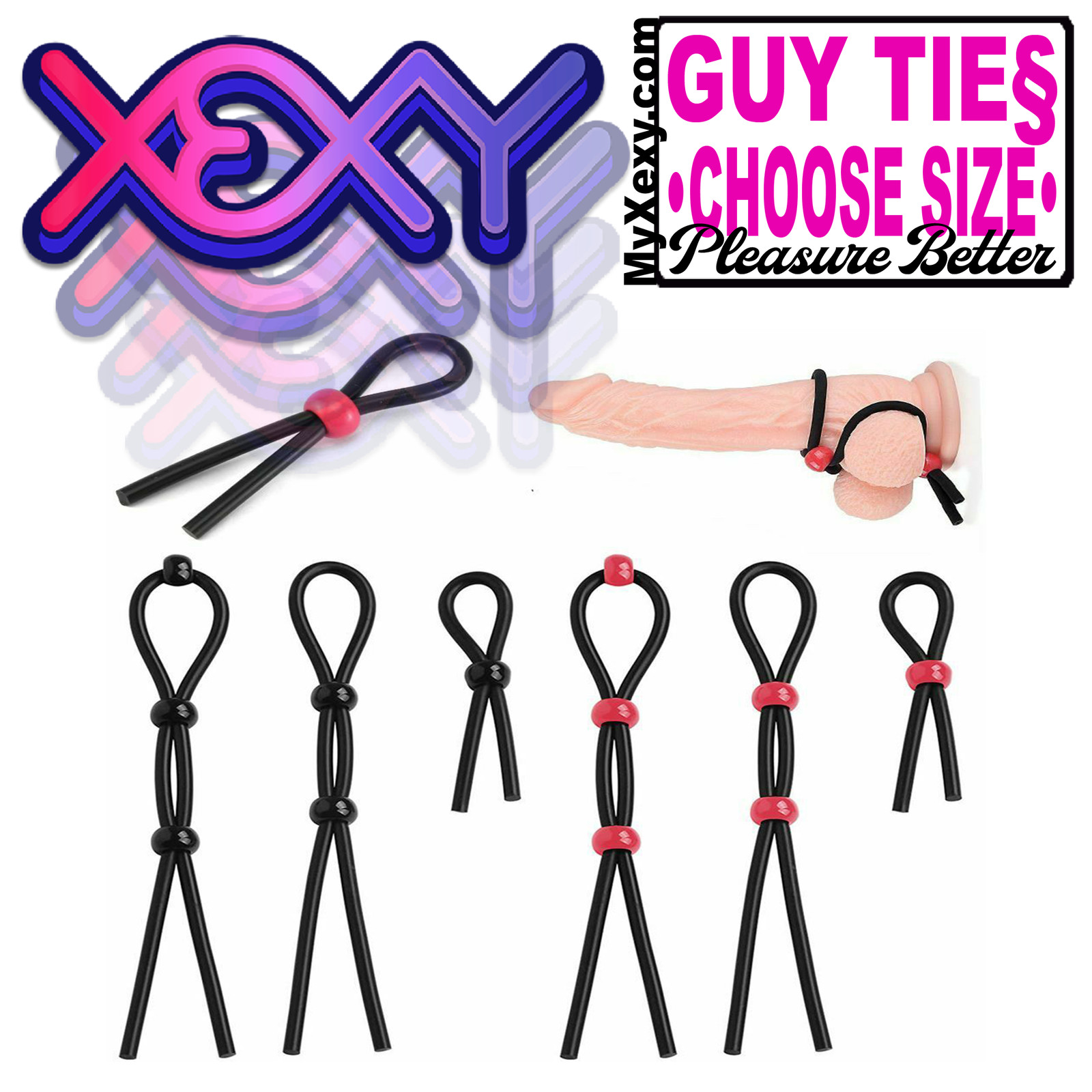 Guy Ties Adjustable Cock Rings Hard Erection Penis Ring Adult Mens Sex Toys!