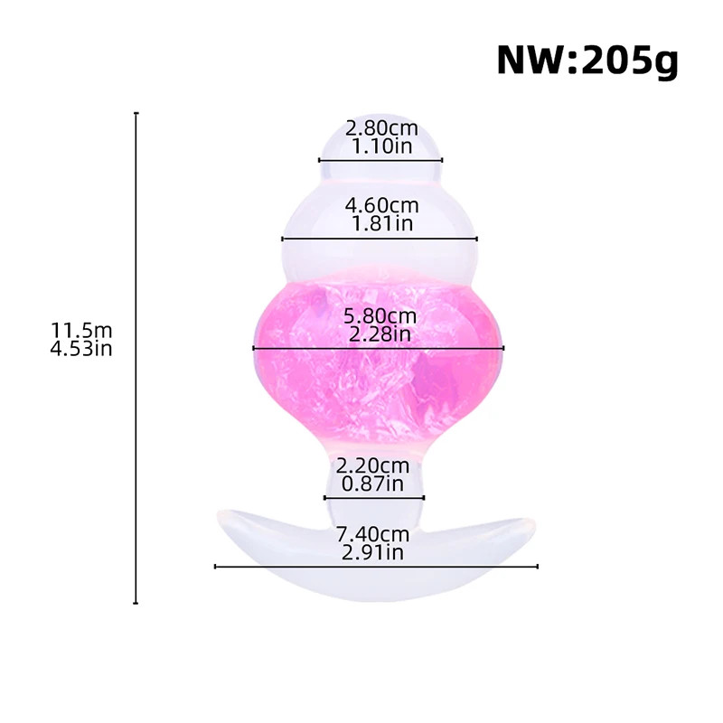 11.5*5.8 Pink/Purple Crystal Ball Embed ‘Nipple’ Style Anal Plug Dildo Sex Toys
