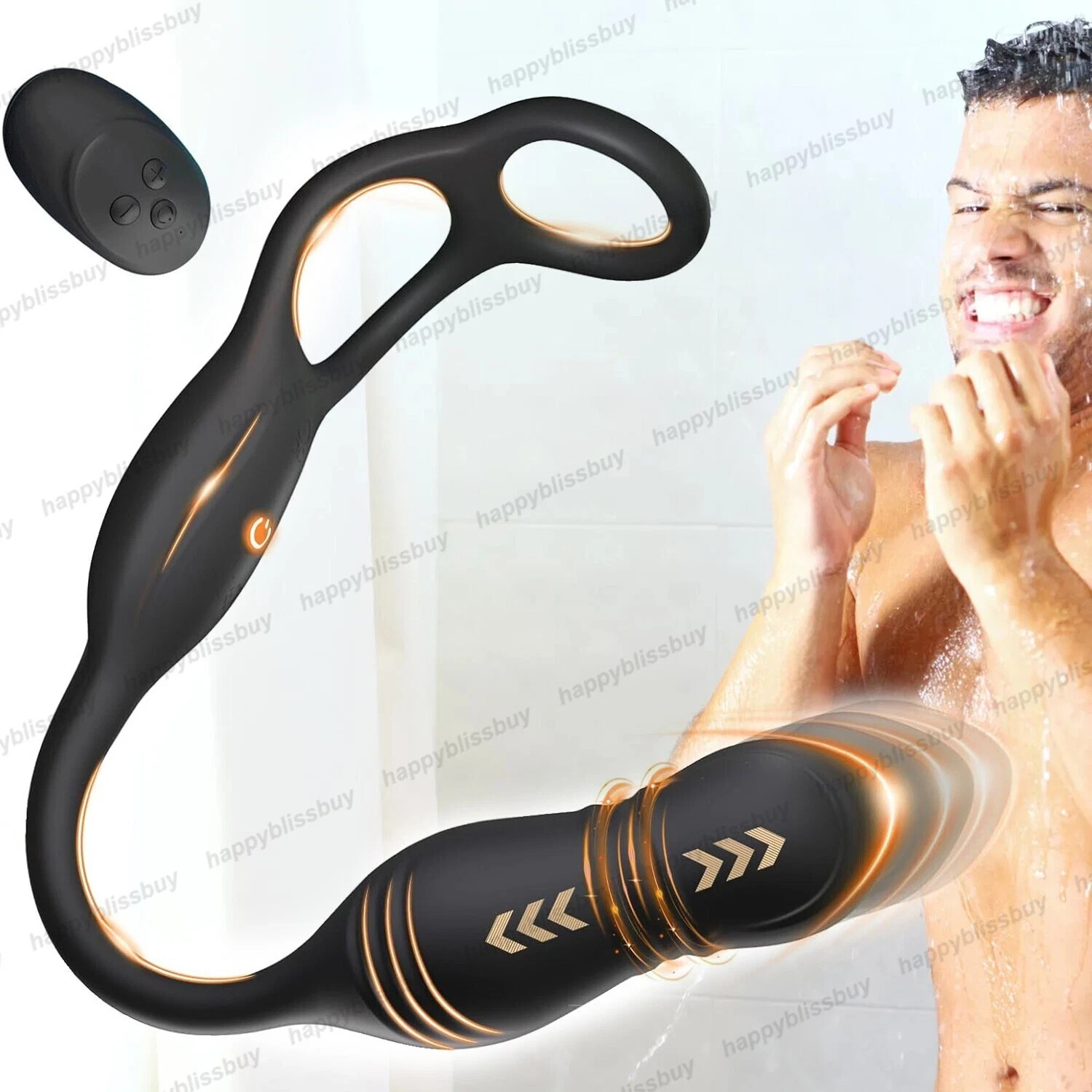 Thrusting Anal Vibrator Prostate Massager Butt Plug Penis Ring Sex Toys for Men