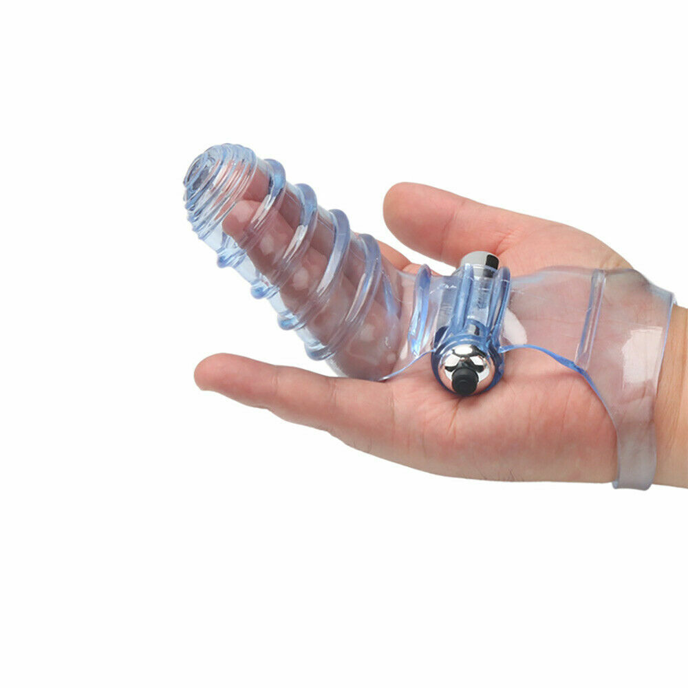 Double Finger Vibrating G-spot Glove Dildo Strap On Sleeve Vibrator for Couples