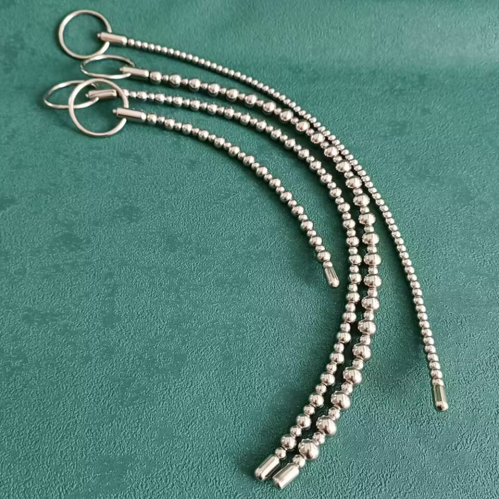 E-stim Shock Stainless Steel Penis Plug Dilator Stretcher Beads for Male Sex Toy