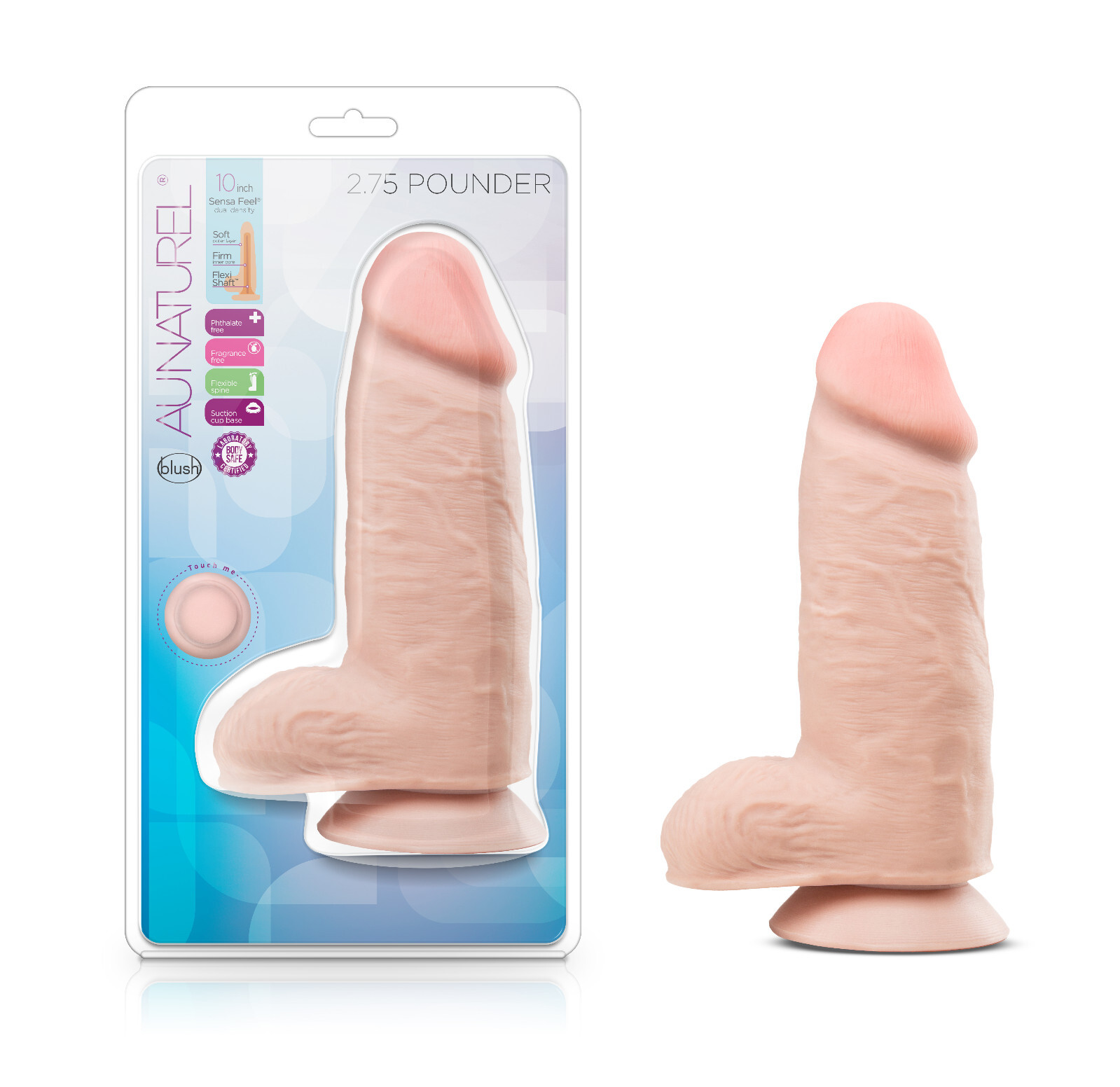 Blush Au Naturel- 10”Realistic Sensa Feel Soft Dual Density Dildo-Suction Cup