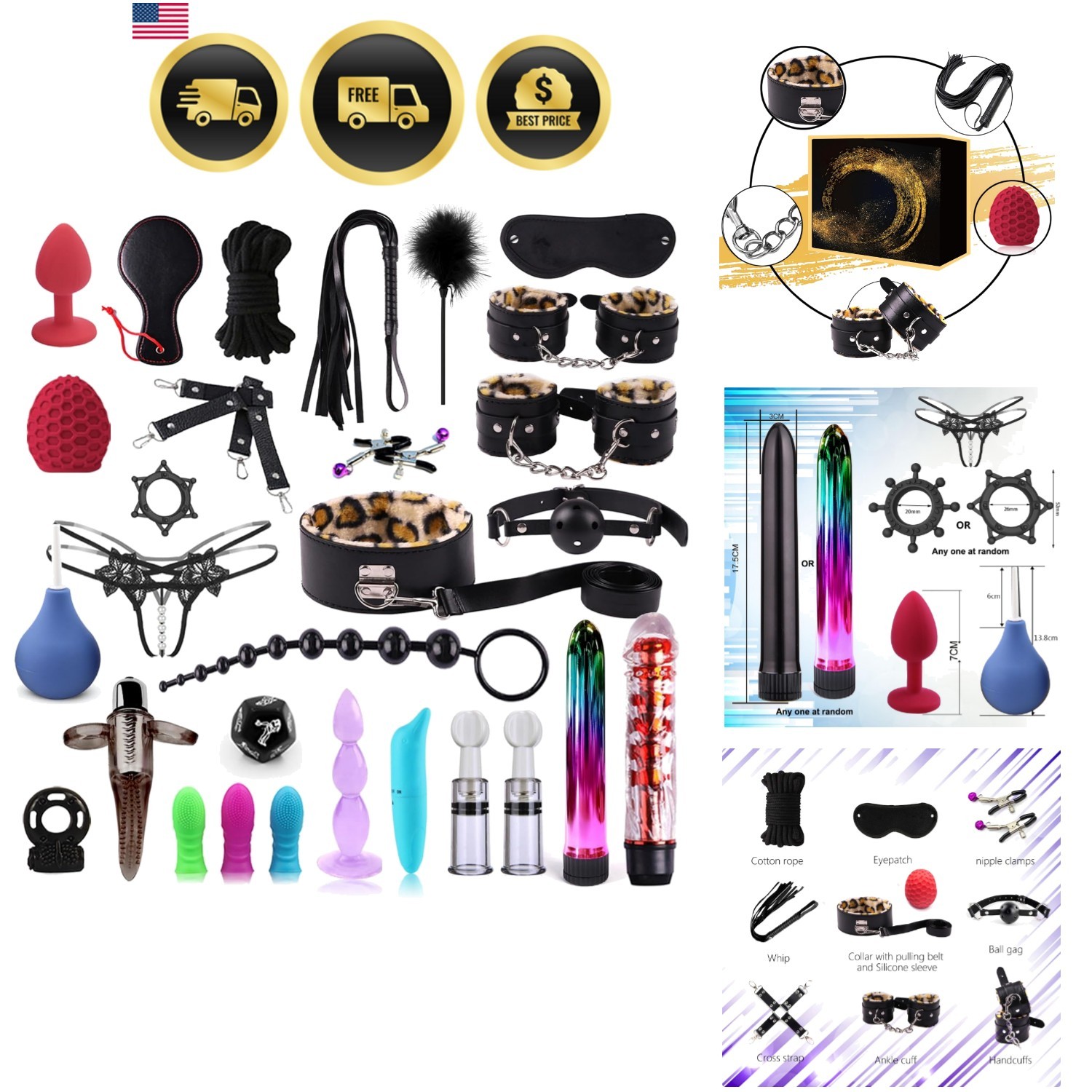 BDSM Kit Bondage Restraint Set for Couples Adult Toys Kinky Sex Accessories