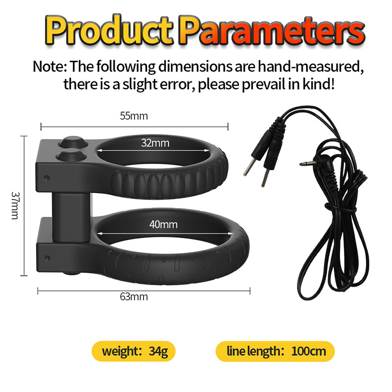 Detachable Shock E Stim Loop Penis Ring Steel Black Cable Monopolar DIY Unit Men