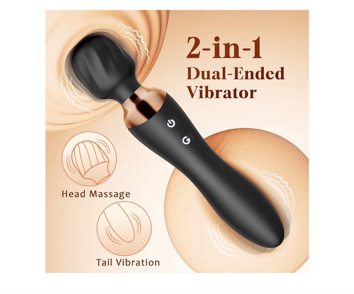 MOOLIGIRL Vibrator Wand Dual-Ended Dildo, 24 Vibration Patterns, Adult Women G