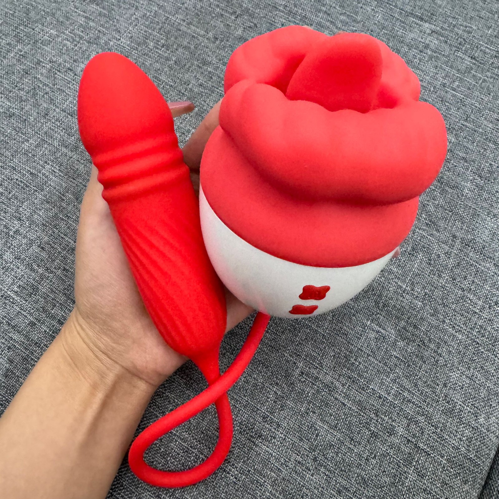 3in1 Licking-Tongue-Vibrator-G-Spot-Clit-Massager Thrusting Dildo Orgasm Sex Toy