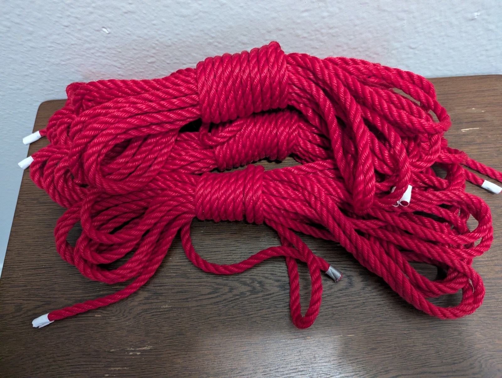 deGiotto bedroom bondage/Shibari rope. Jute. 6mm. Ready to use! 30ft Red