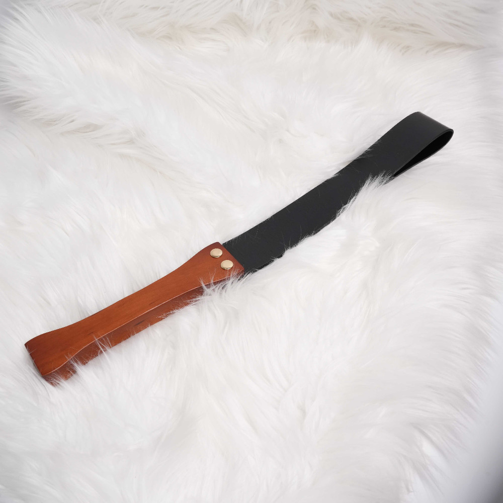 Paddle Whip Bondage Wooden PU Leather Spanking Restraint BDSM Handle Flogger