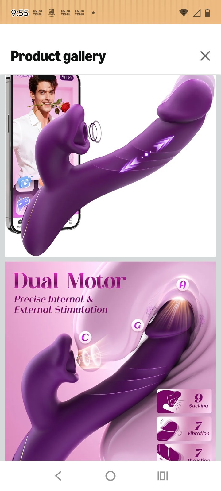 Rechargeable Rabbit Vibrator Clitoral Sucker Licking Thrusting G Spot Toy