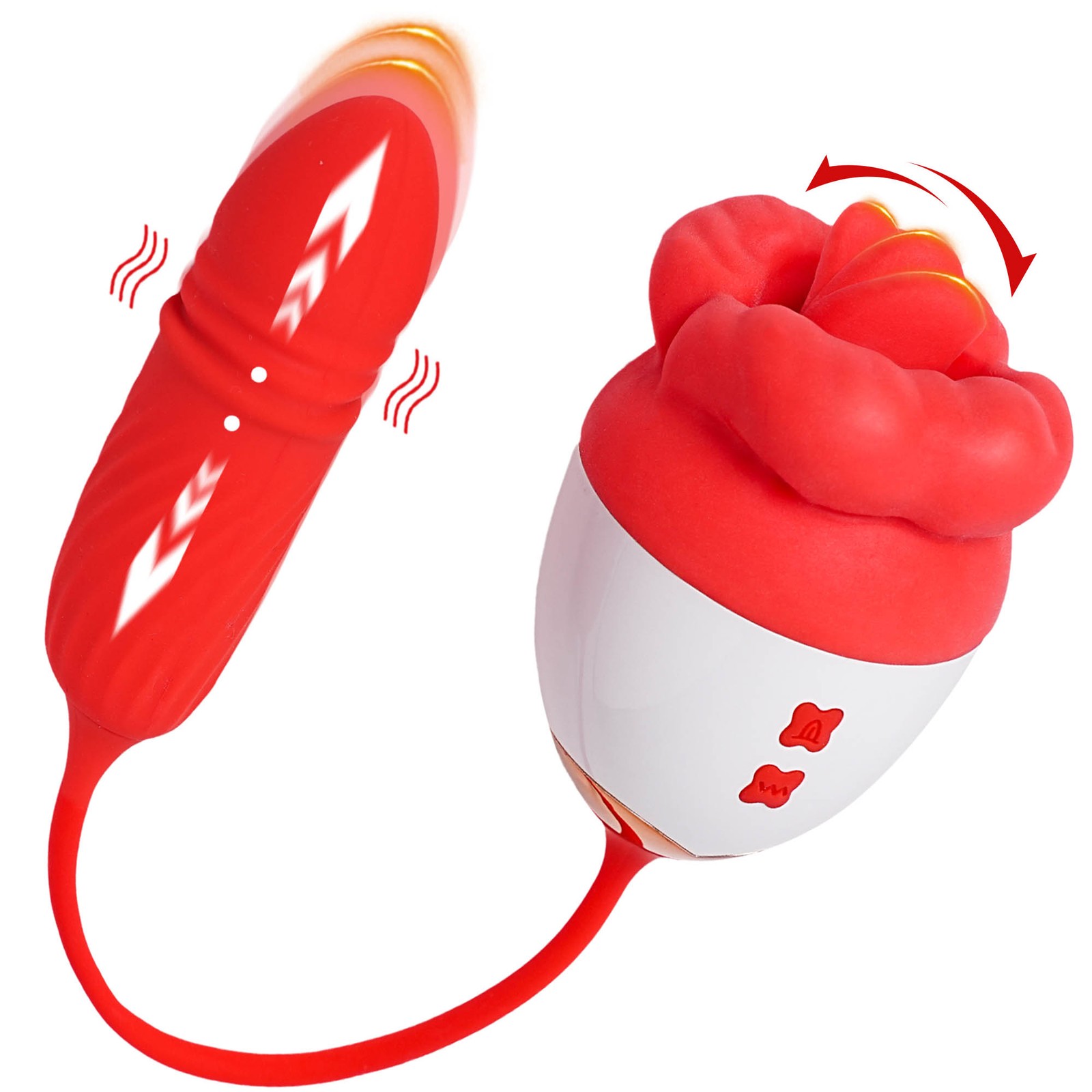 3in1 Licking-Tongue-Vibrator-G-Spot-Clit-Massager Thrusting Dildo Orgasm Sex Toy
