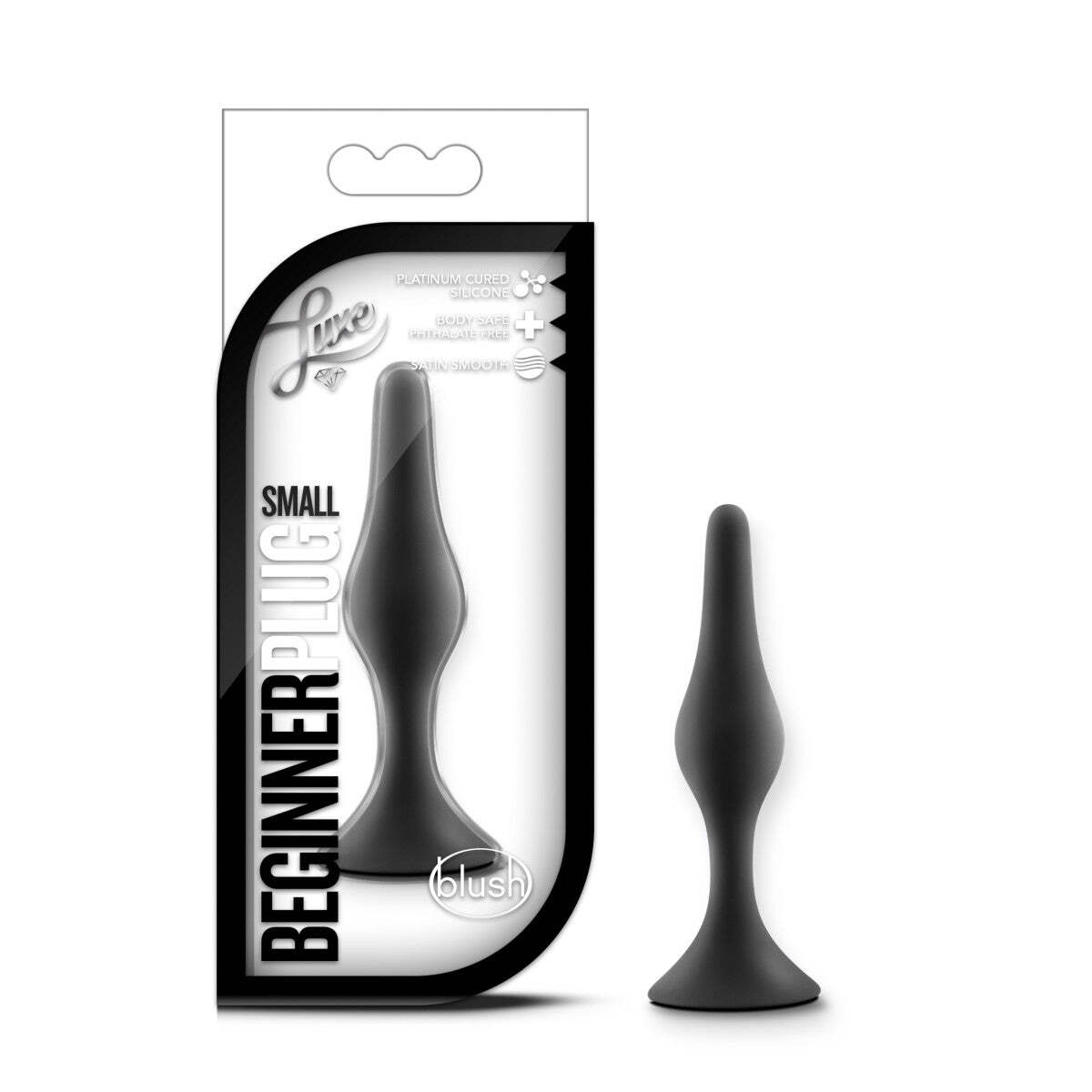 Blush Luxe – Satin Smooth Silicone Small Beginner Anal Butt Plug – Black