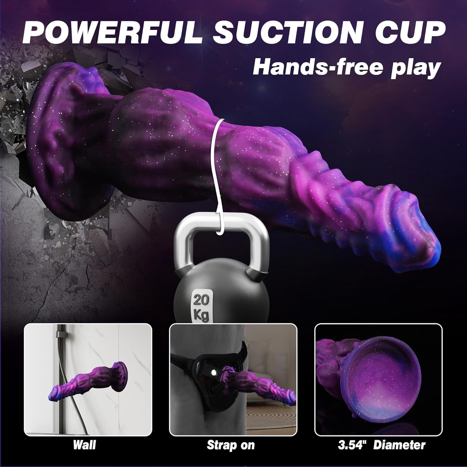 9.6″ Monster Dildo Fantasy Dildo with 2 Big Knots, Huge Dildo Thick Anal Dildo