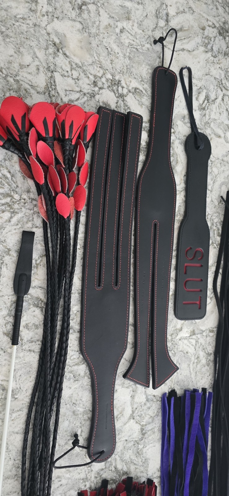 Leather Whips, Floggers, and Paddles / Bondage Fun