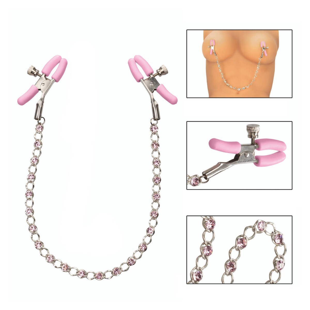 Nipple Play PinkCrystal Chain Nipple Clamps Couple Lover SM Bondage Sex Toys