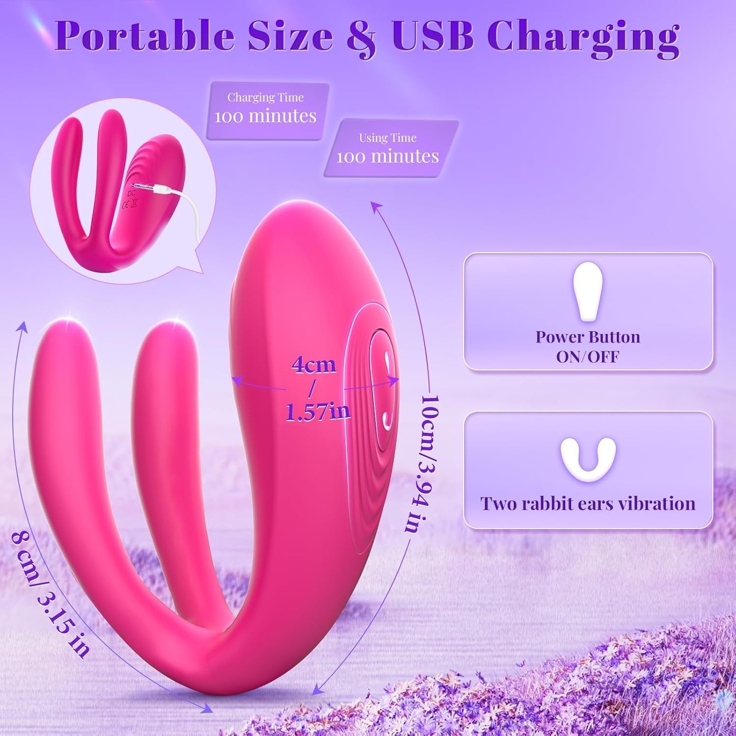 Portable Waterproof Vibrator for Women with 10 Vibration Settings Pink Design