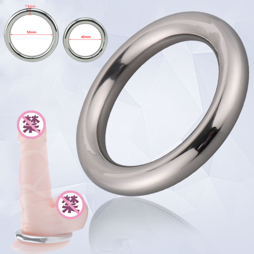 Stainless Steel Cock Ring Round 40/45/50mm Time Delay Cock Rings Male Sex Toys