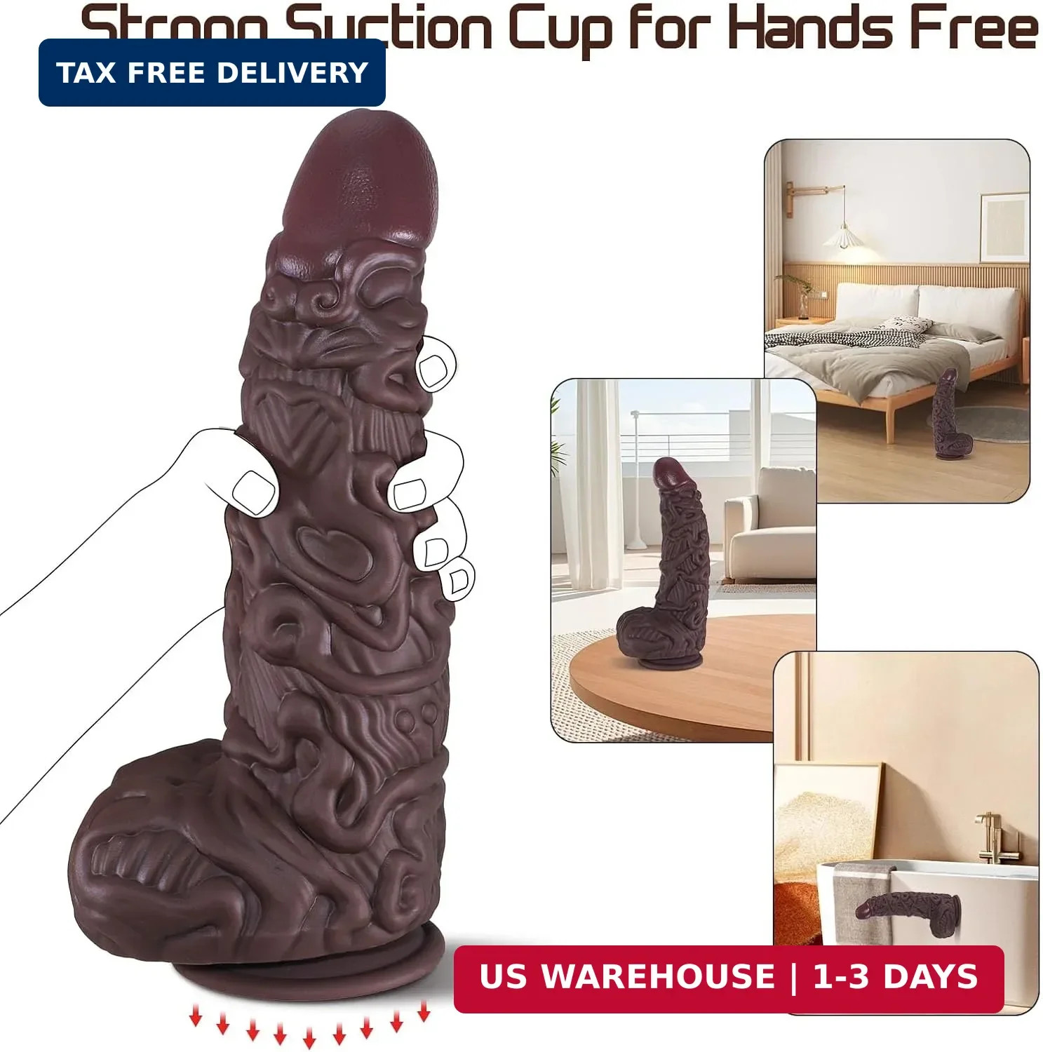 12.4 Inch Huge Monster Dildo, 2.5” Diameter Giant Fantasy Dildos, Thick and Lon