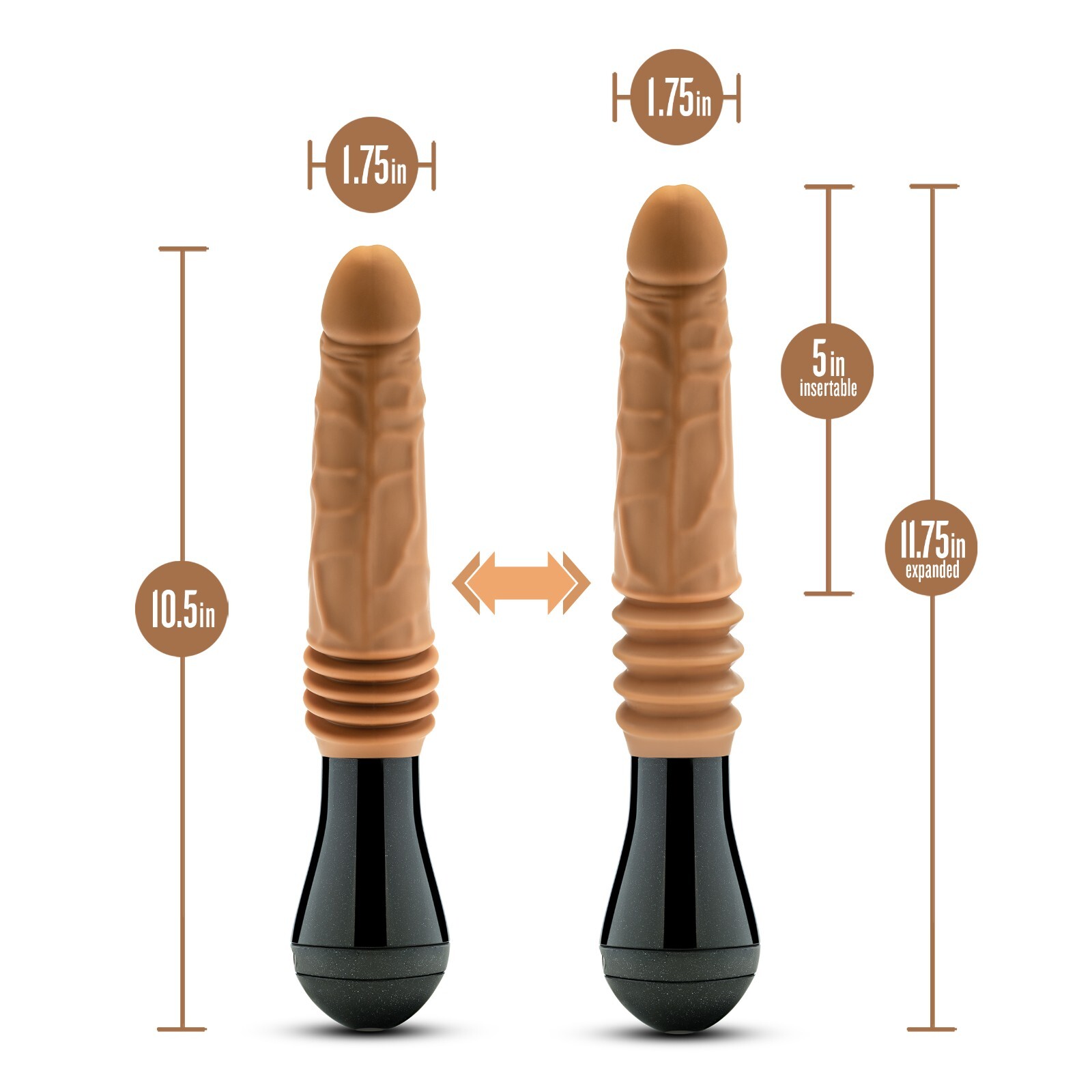 Eden 10.5″ Gyrating Vibrating Thrusting Realistic 3 Speed Dildo Sex Toy